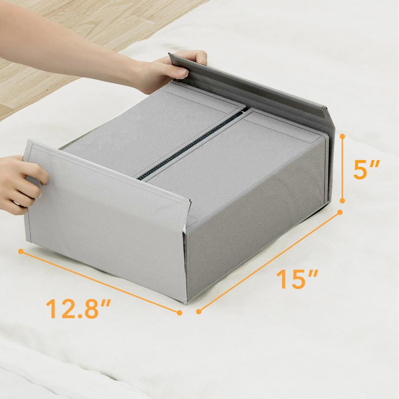 Pfima 4 Pack Bed Sheet Organizers and Storage, Foldable Sheet Organizer for Linen Closet, Sheets Set Folder Keeper with Window XL (Queen & King Size) Organizing Bedding Container, Gray