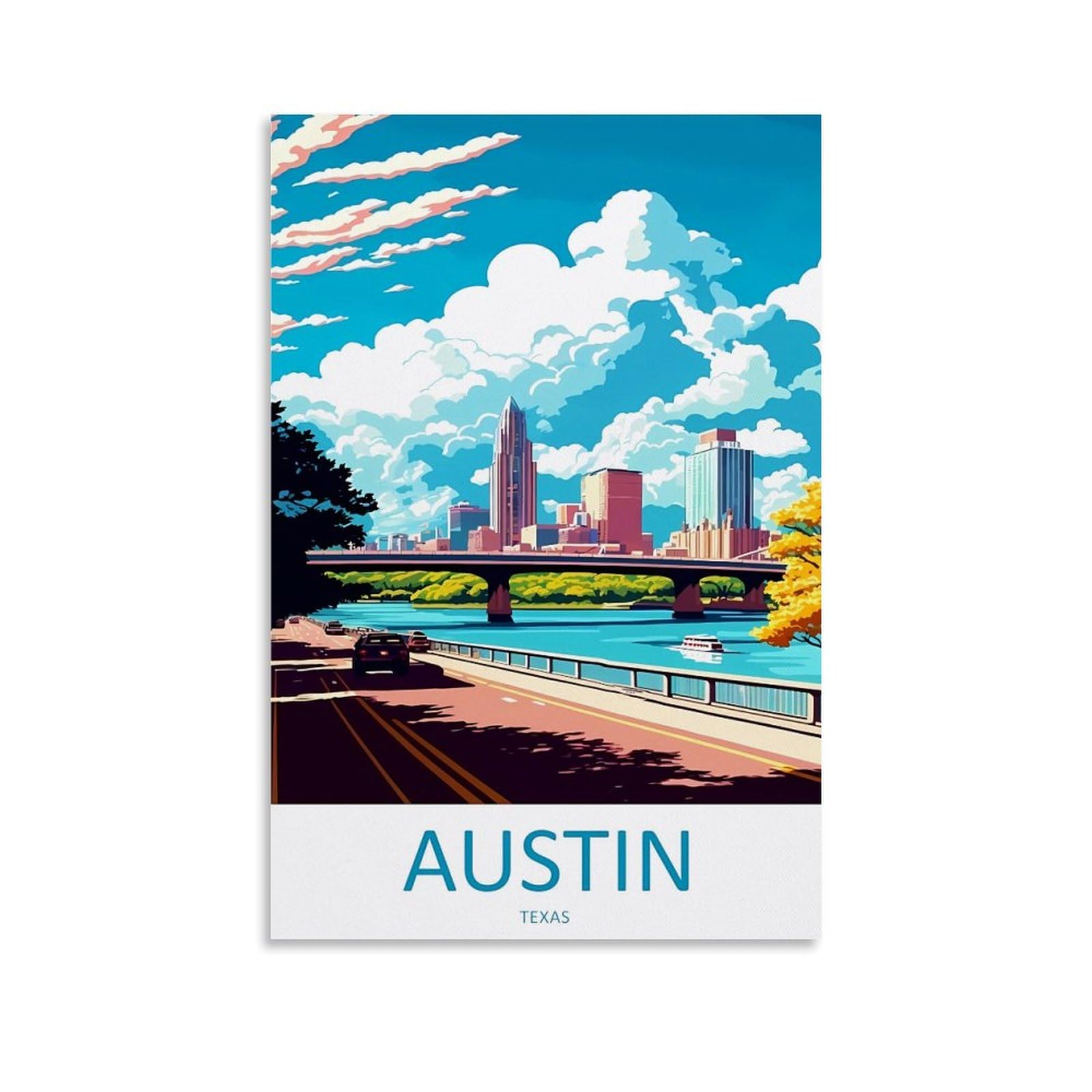 EZMLFA 5D DIY Diamond Painting Kit,Austin Texas Diamond Art Kits for Beginner,Gem Art Kits Round Drill for Home Wall Decor Gifts 40x40cm