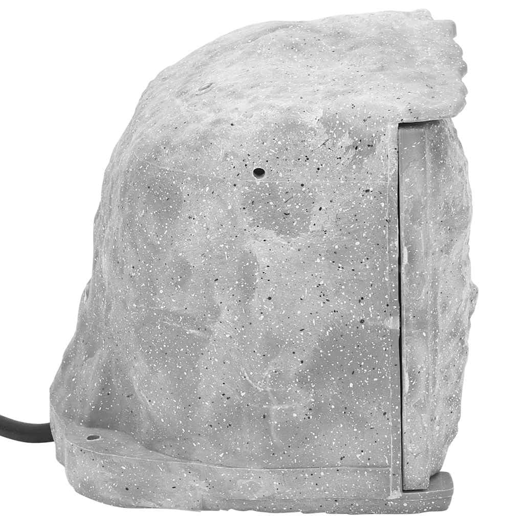 Enchufe exterior con estaca y sensor de luz de 4 vías, aspecto de piedra, plástico IP44, resistente a la intemperie, cable de 1,5 m, enchufe para jardín con Schuko, enchufe múltiple para uso