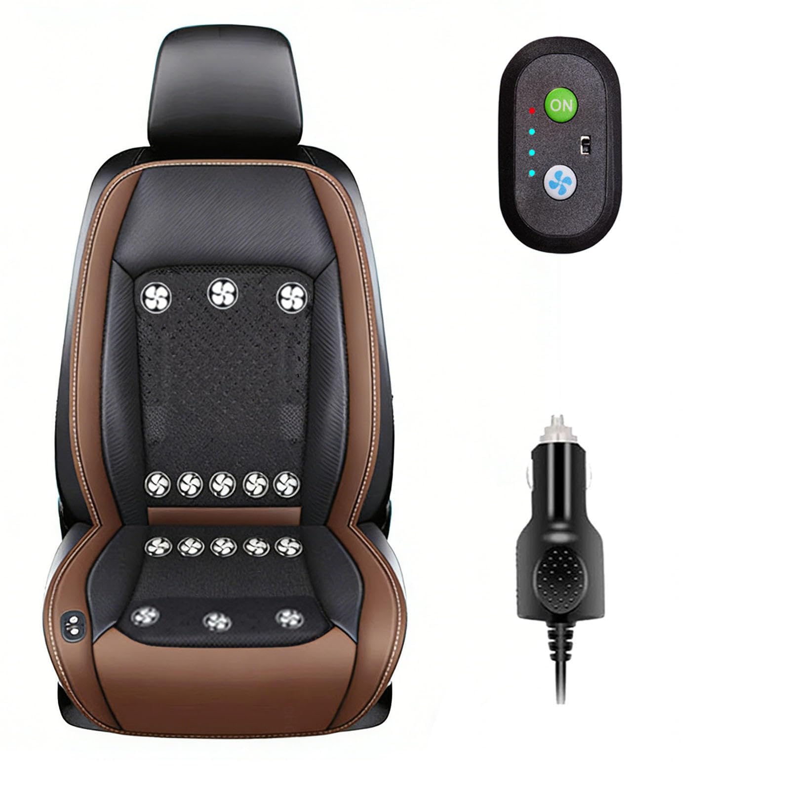 LRF-yxkj Ventilated Car Seat Cover 12V-24V 3 Cooling Air Speeds Ventilated Seat Cover for Car Suv Truck Universal Fit,Brown-24V16Fan