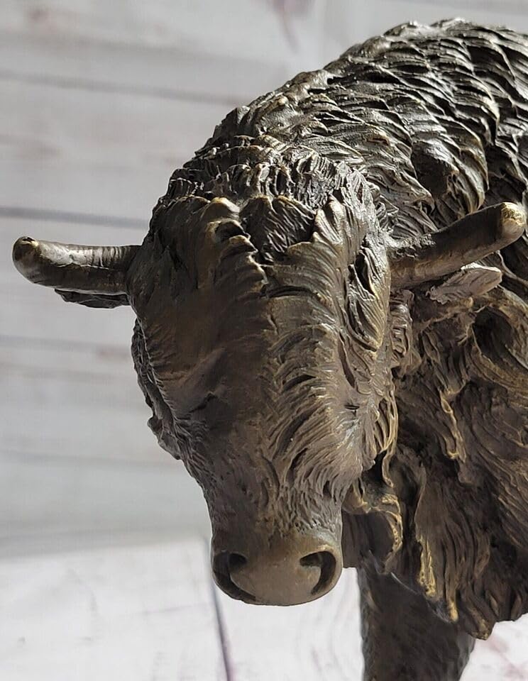 Bison bronze américain Art déco véritable coulé à chaud à la cire perdue