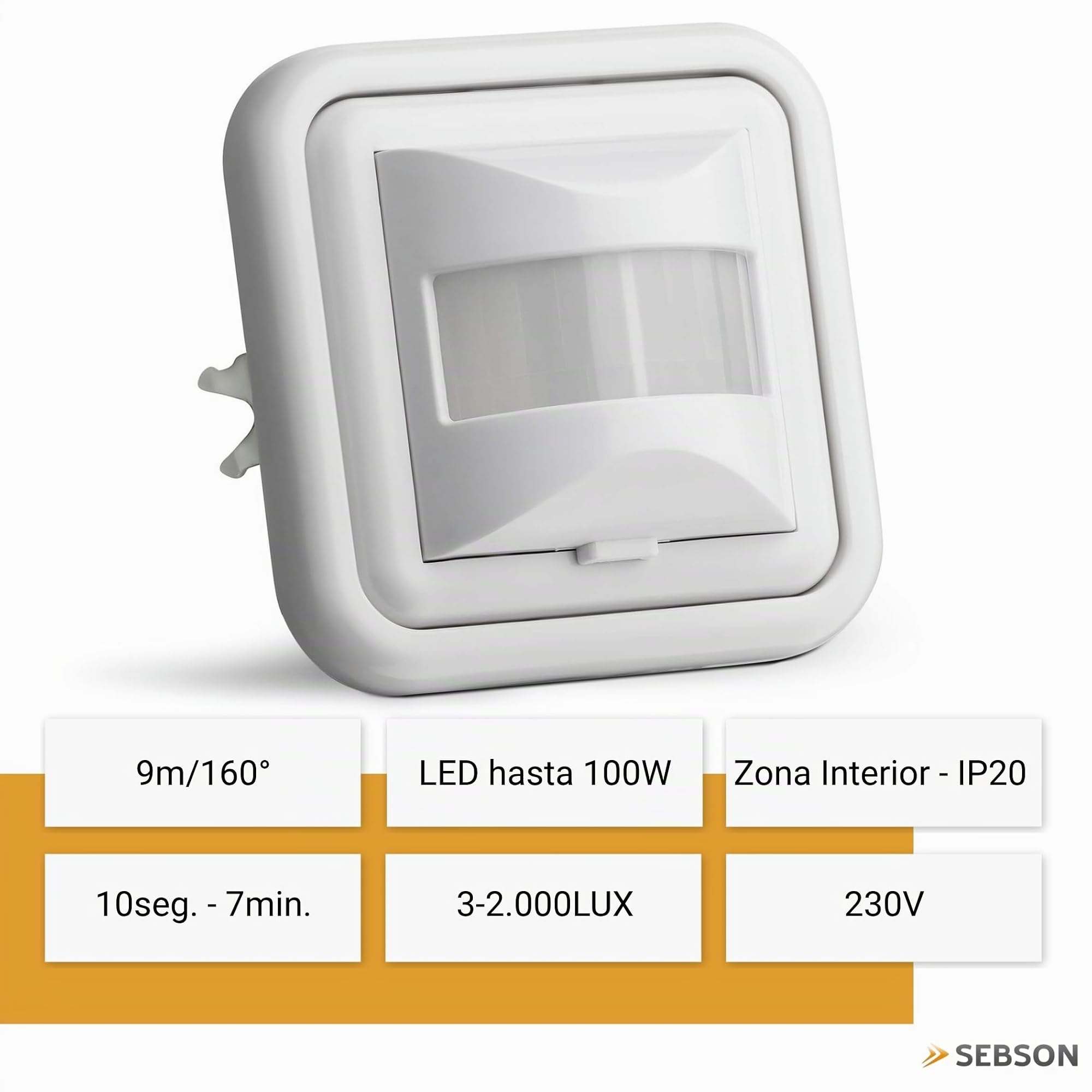 SEBSON Detector de Movimiento empotrable - Set de 2, Interior, LED Adecuado