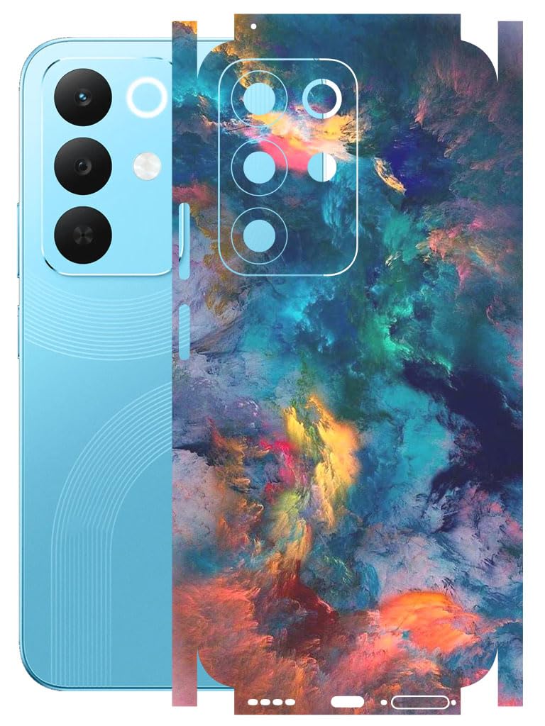 atodds - full body back screen guard protector film - lamination wrap skin sticker for realme 15x (5g) | scratchproof matte finish (design - color splash)