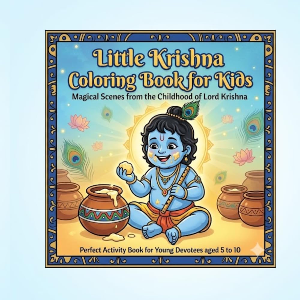 Little Krishna Coloring Book for Kids: Magical Scenes from the Childhood of Lord Krishna — Fun Activity Book for Young Devotees