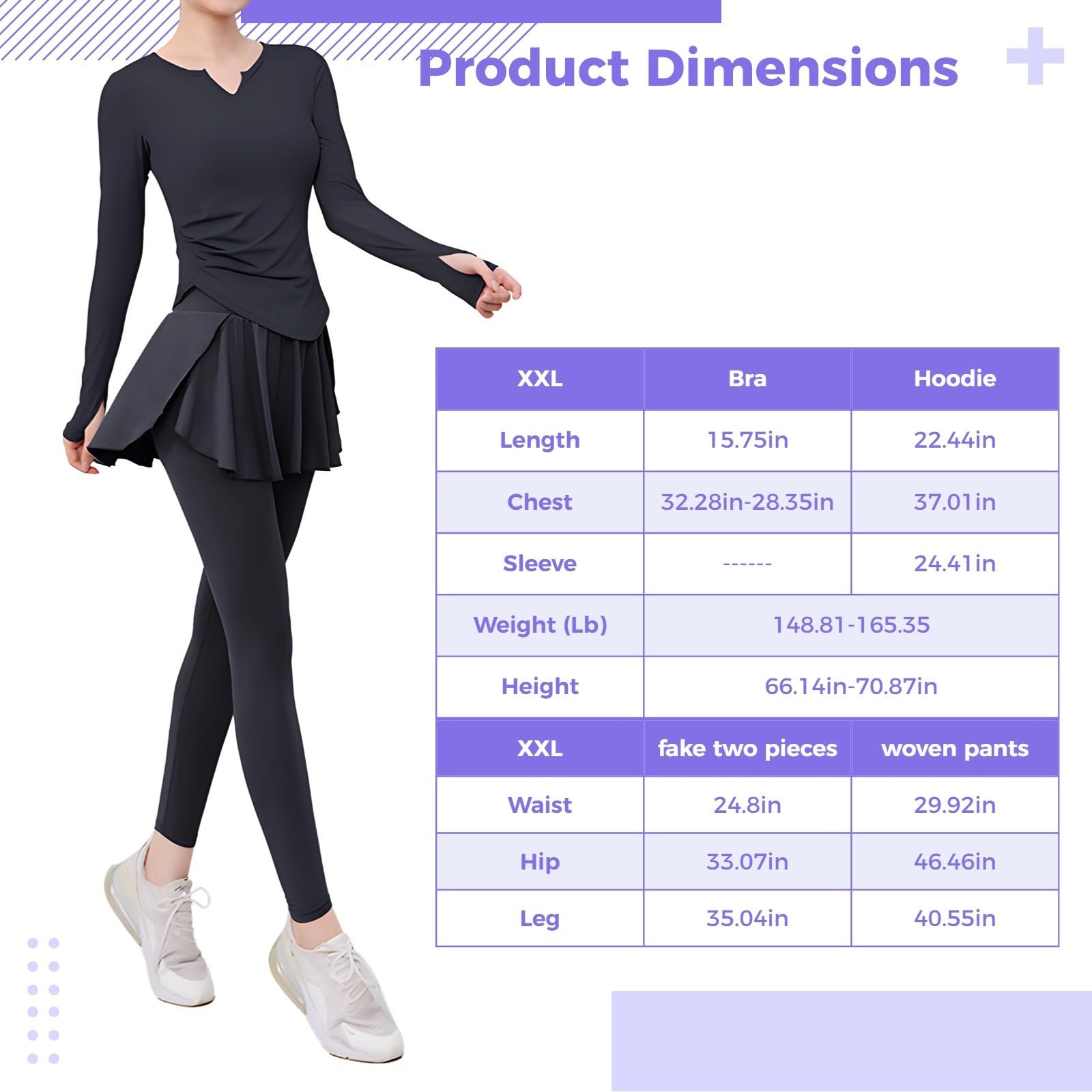Conjunto de yoga de pilates para mujer, talla XXL, incluye chaqueta, sujetador, camiseta de manga larga, pantalones, tela transpirable para uso activo, Negro -, talla única