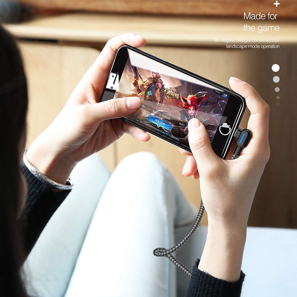 Top Brands iPhone Charger - Right Angle Charging Cable with LED Light 3M/10FT Nylon Braided Fast Sync Charger USB Cable Compatible with iPhone12/11/ Xs/XS Max/XR/X / 8/8 Plus / 7/7 Plus (Black Gray, 10FT) New Deal iPhone Charger - Right Angle Charging Cable with LED Light 3M/10FT Nylon Braided Fast Sync Charger USB Cable Compatible with iPhone12/11/ Xs/XS Max/XR/X / 8/8 Plus / 7/7 Plus (Black Gray, 10FT)