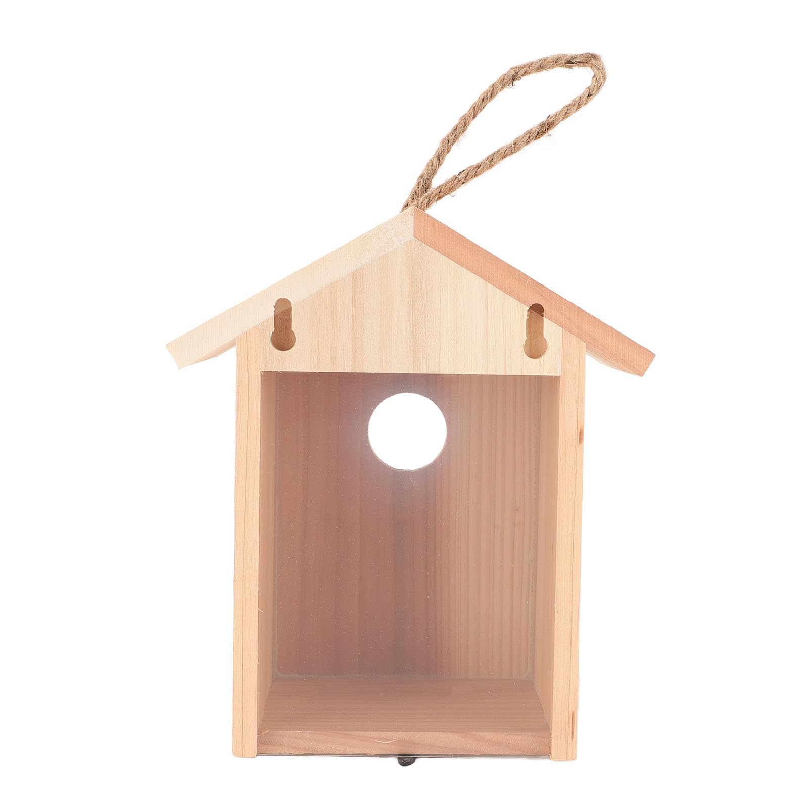 Casetta per uccelli in legno di cedro per esterni con design trasparente, casetta per uccelli, casetta per uccelli da appendere, per terrazze da giardino, ventosa per finestre