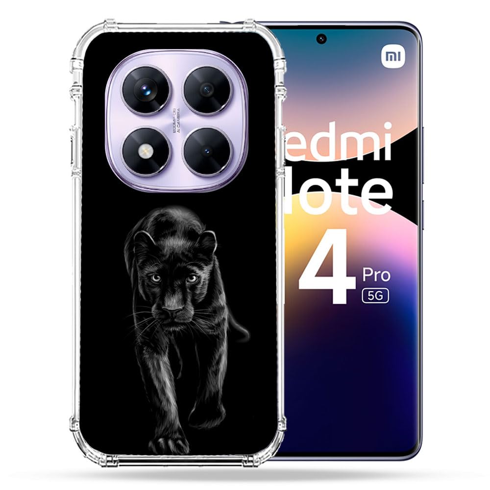 Coque Xiaomi Redmi Note 14 Pro 5G finition premium au motif panthère noire élégante