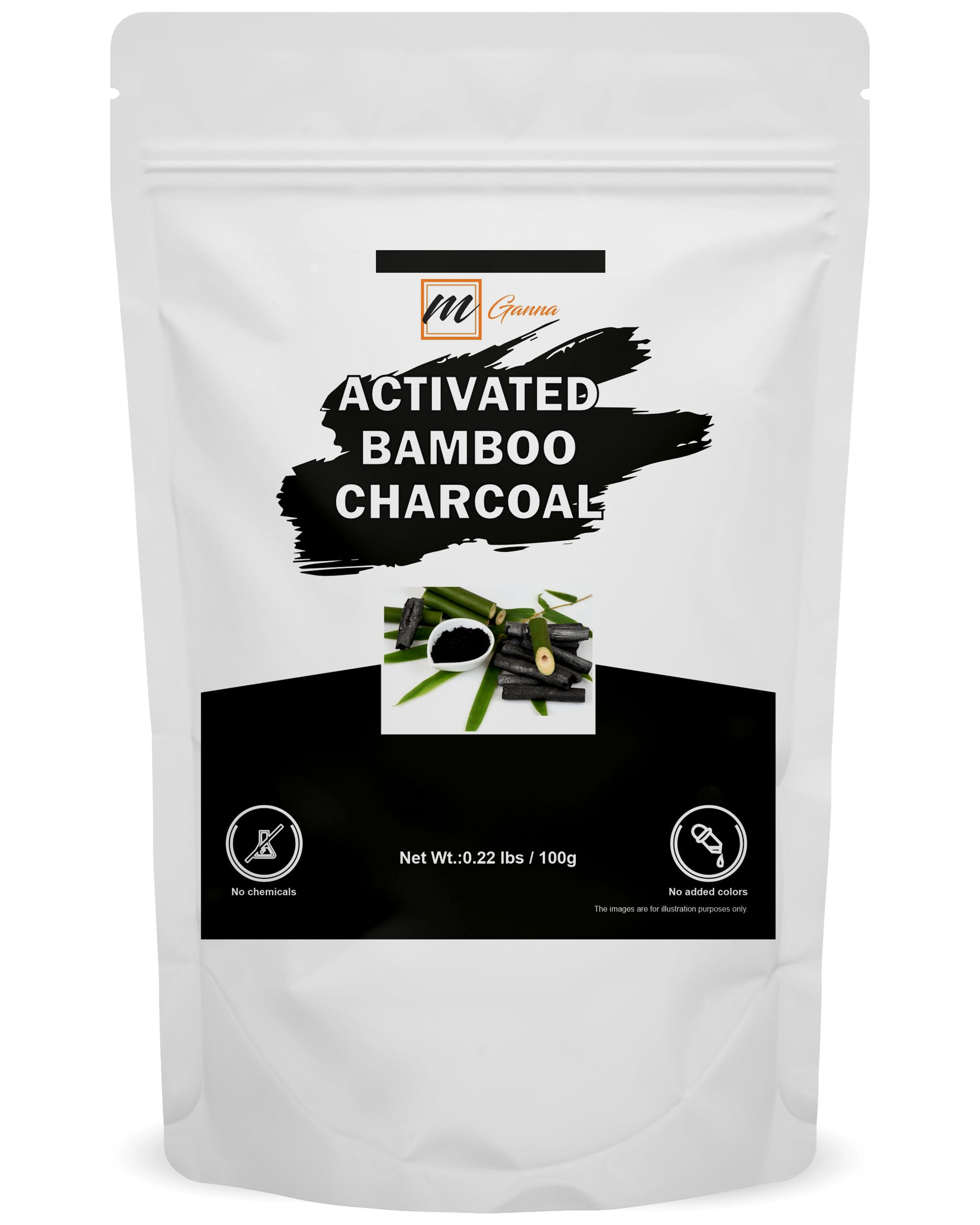 Activated Bamboo Charcoal 100g / 0.22lbs for Teeth Cleaning, Face Masks, Scrubs and Soap Making