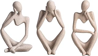 PIGPIGFLY Three People Decorative Figures, Decorative Living Room, Home Store Decoration, Modern Abstract Art Sculptures Decoration, Office Decorations, Polyresin, Gift (Sandstone)