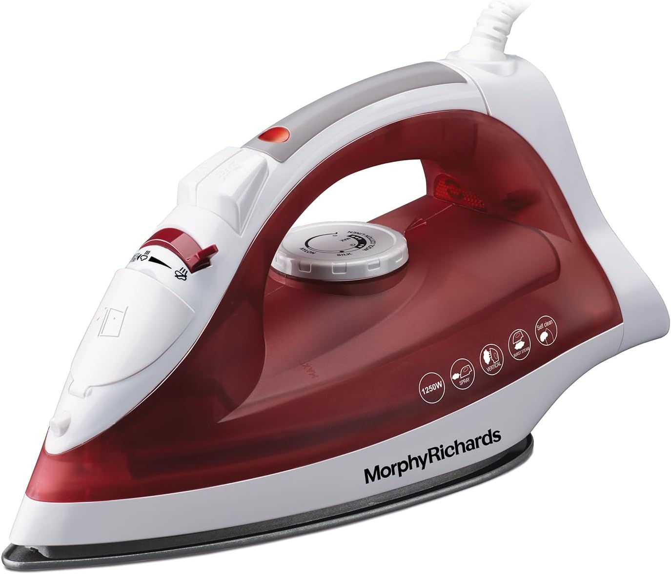 Morphy Richards Glide 1250-Watt Steam Iron (White/Red)