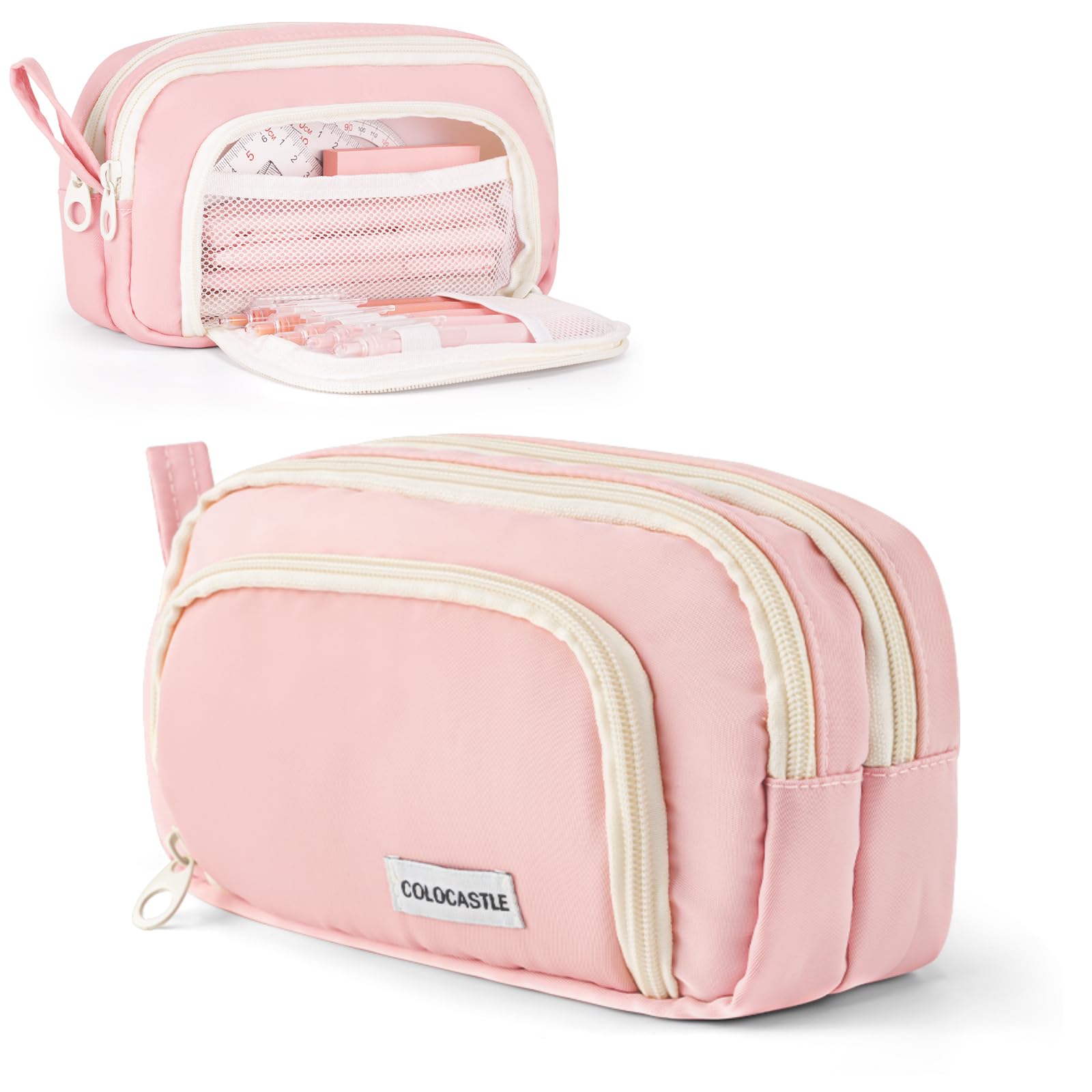 COLOCASTLE Pencil Case Large Capacity Pencil Pouch 3 Compartments, Pen Pouch Bag Pen Case for Girls, Boys, Students, Sationery Storage Organizer for Office, School, Cosmetics, Tools