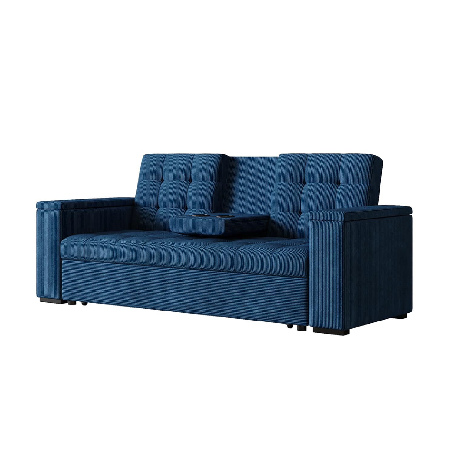 CONCEPTO FÁBRICA Sofá Convertible 3 plazas NOHO Azul Pana | Modular en sillón relax o cama completa de 160 x 160 cm según tus necesidades del momento.