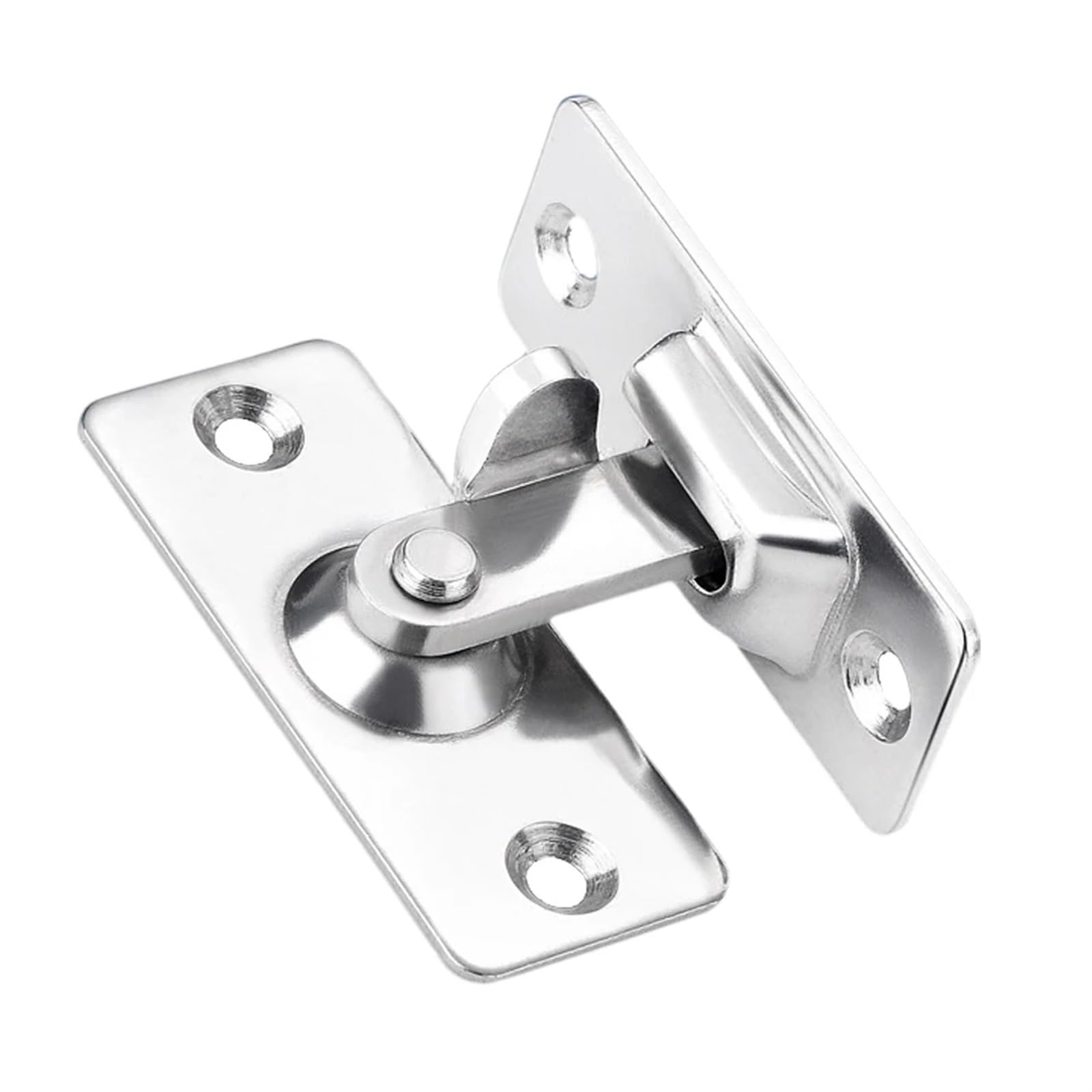 Door Bolt 90 Degree Latch Stainless Steel Lock Sliding Right Angle Buckle Black,Silver(Silver)