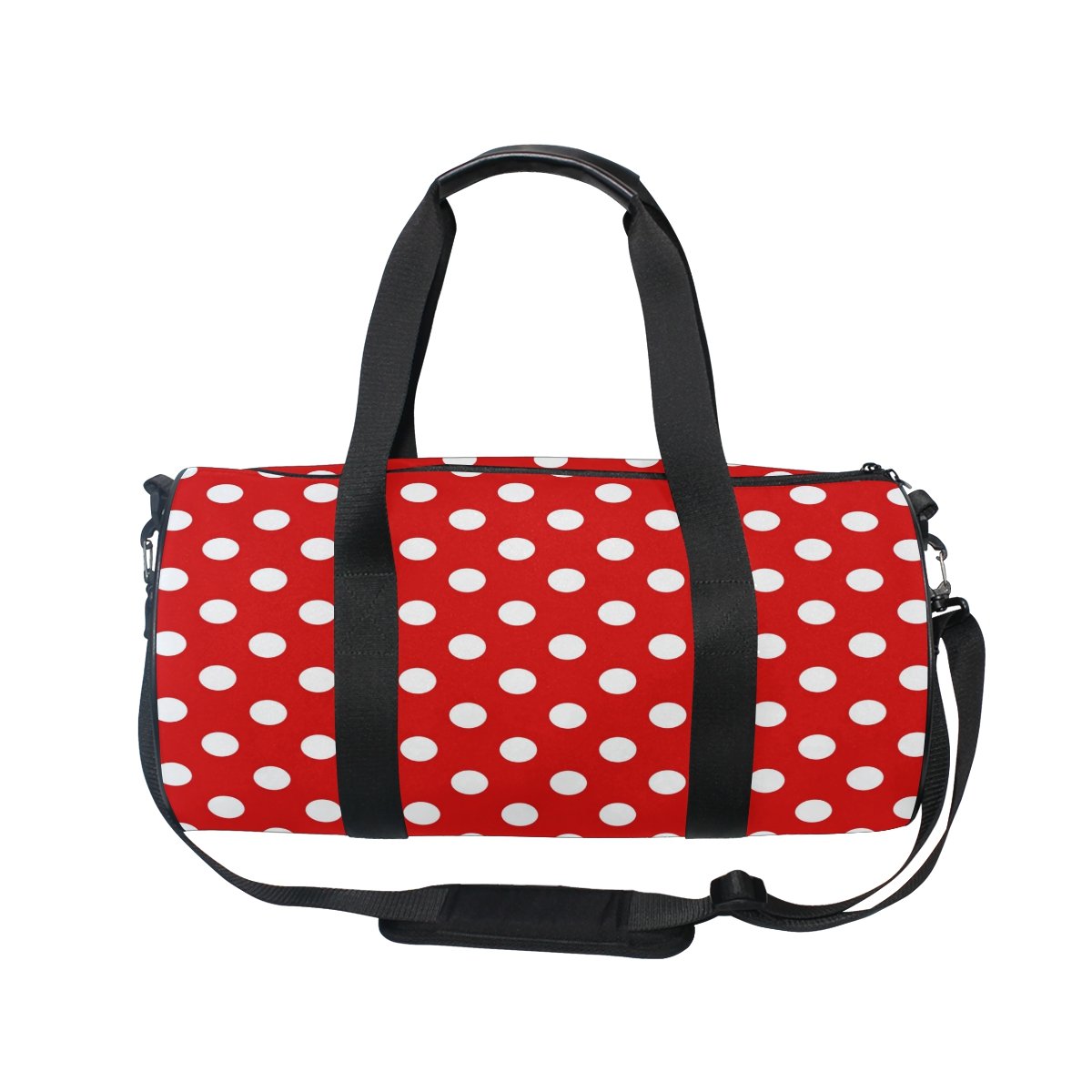 Use4 White Red Polka Dot Travel Duffel Bag Sport Gym Luggage Bag for Men Women