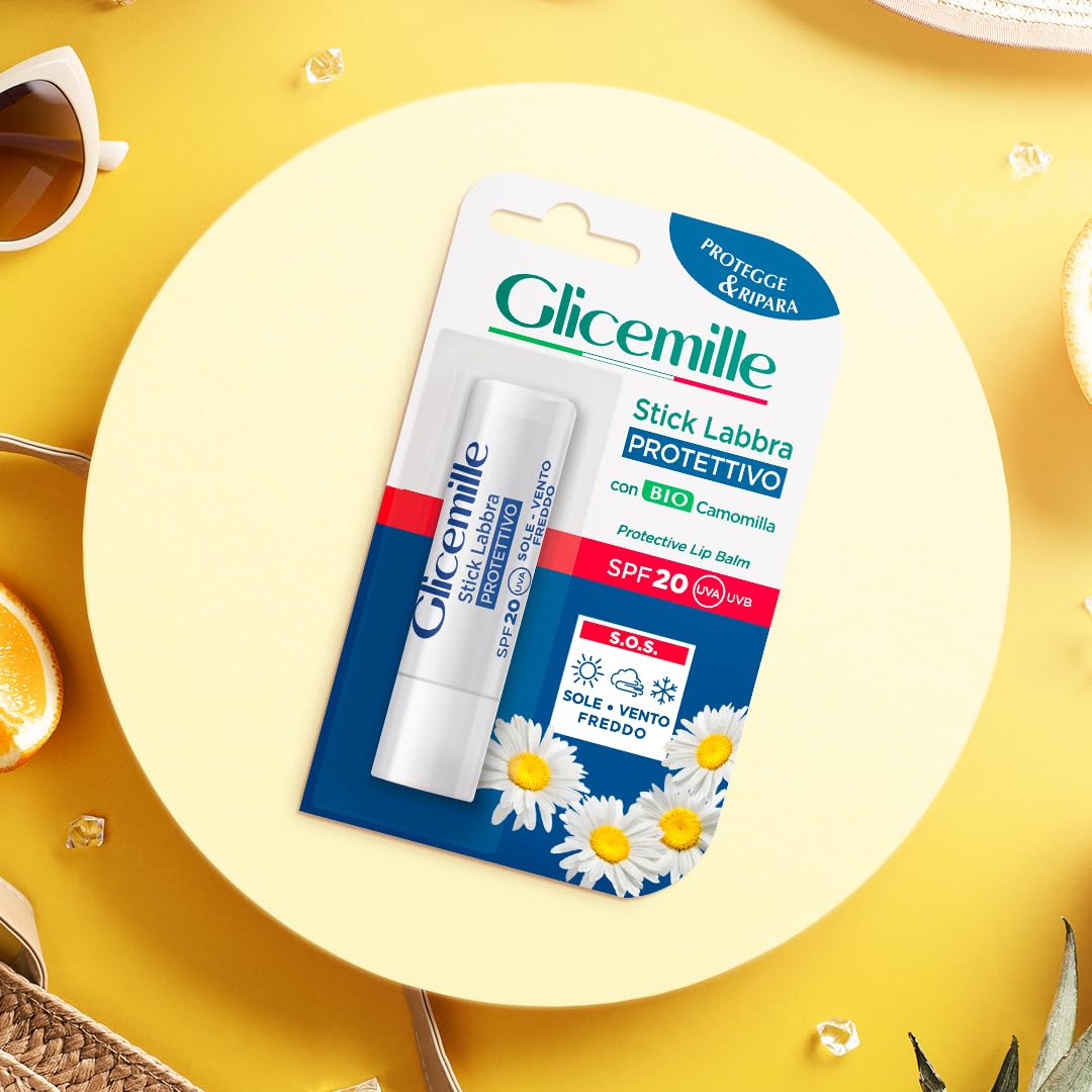 GLICEMILLE | Stick Lèvres Protecteur, SPF 20, avec Camomille BIO, 5,5 ml