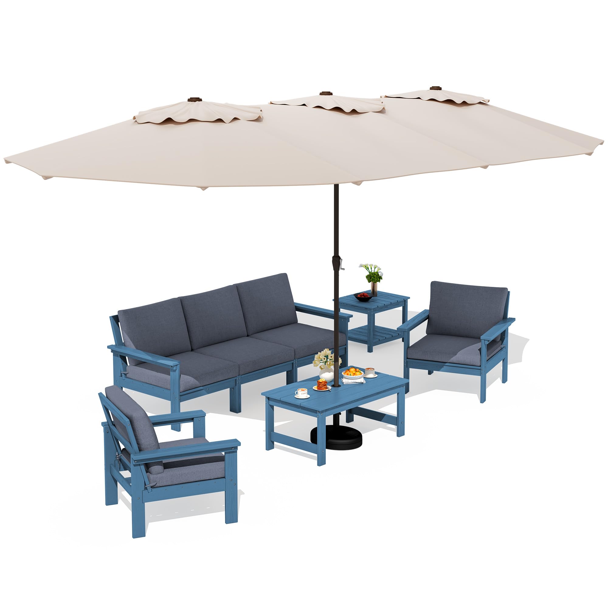 SERWALL HDPE Outdoor Patio Furniture Set Outdoor Couch