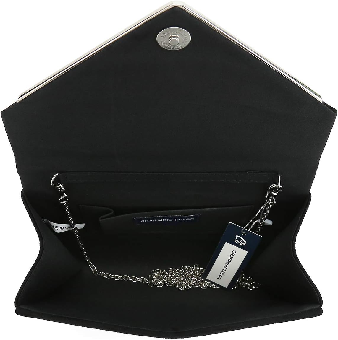 CHARMING TAILOR Envelope Purse Formal Faux Suede Clutch Rhinestone Evening Bag for Women Party Handbag