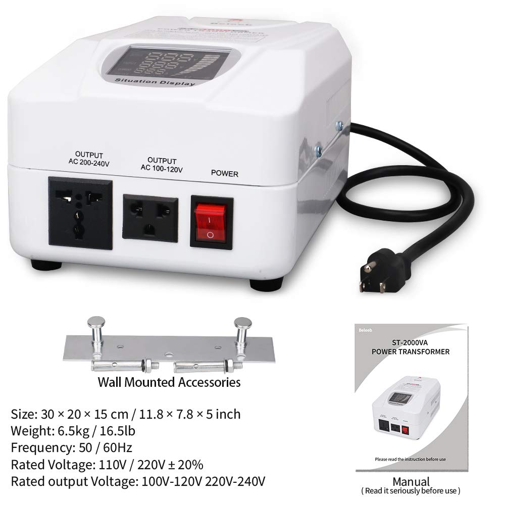 Amazon.com: Beleeb 2000W Auto Voltage Transformer Converter,Step