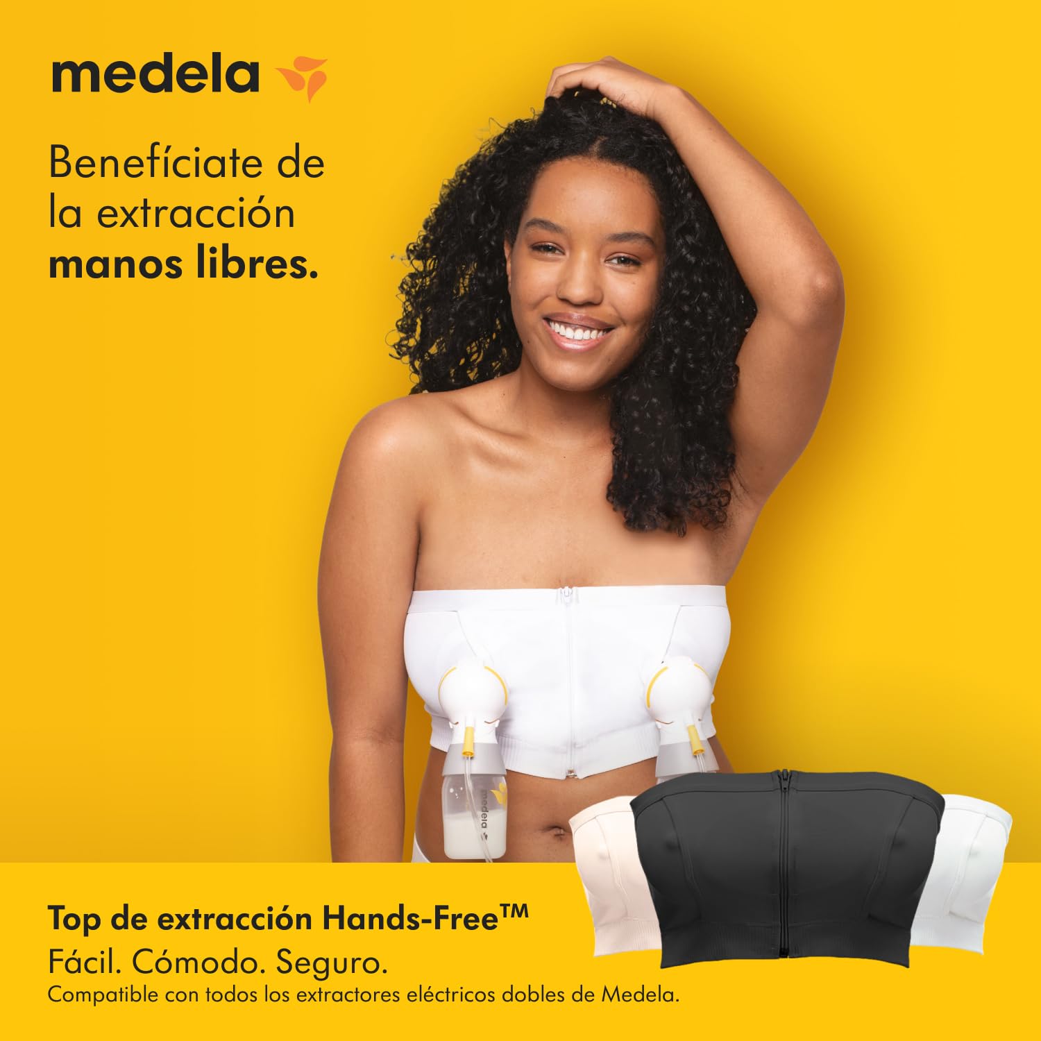 Medela Top de extracción de Leche Hands-Free, Sujetador de extracción de Leche fácil de Usar, con tecnología Adaptative Strech para un Ajuste cómodo y un Flujo de Leche Adecuado