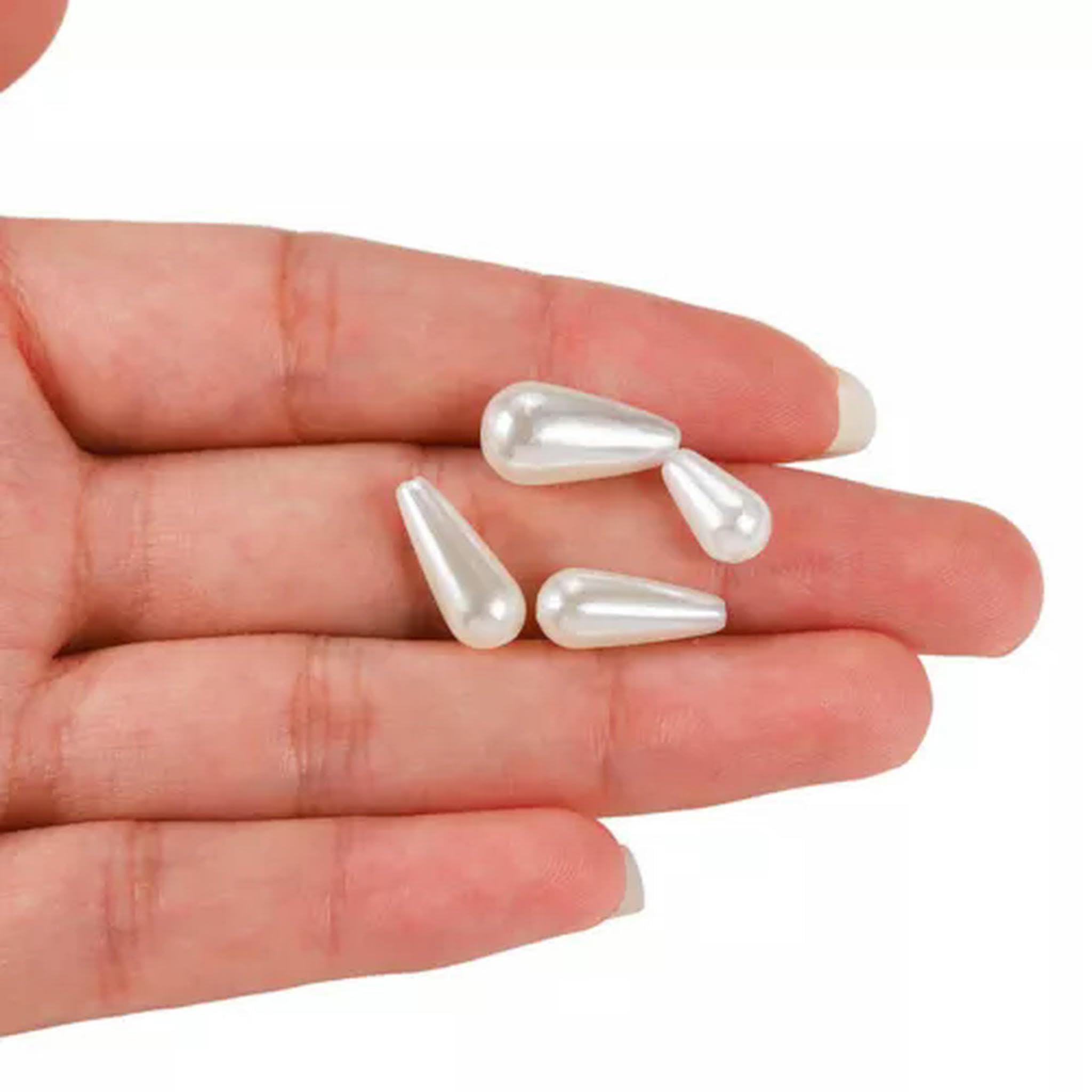 Perline distanziatrici a Goccia, Perle finte, Foro Dritto, Fai da Te, Bianche, 8x15 mm (400 pezzi/176 g)