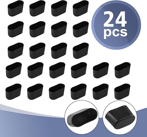 Miniatura 2 de Protectores ovalados para patas de muebles de 1.57 x 0.79 pulgadas, paquete de 24 tapas negras para patas de silla, protectores de suelo de madera,