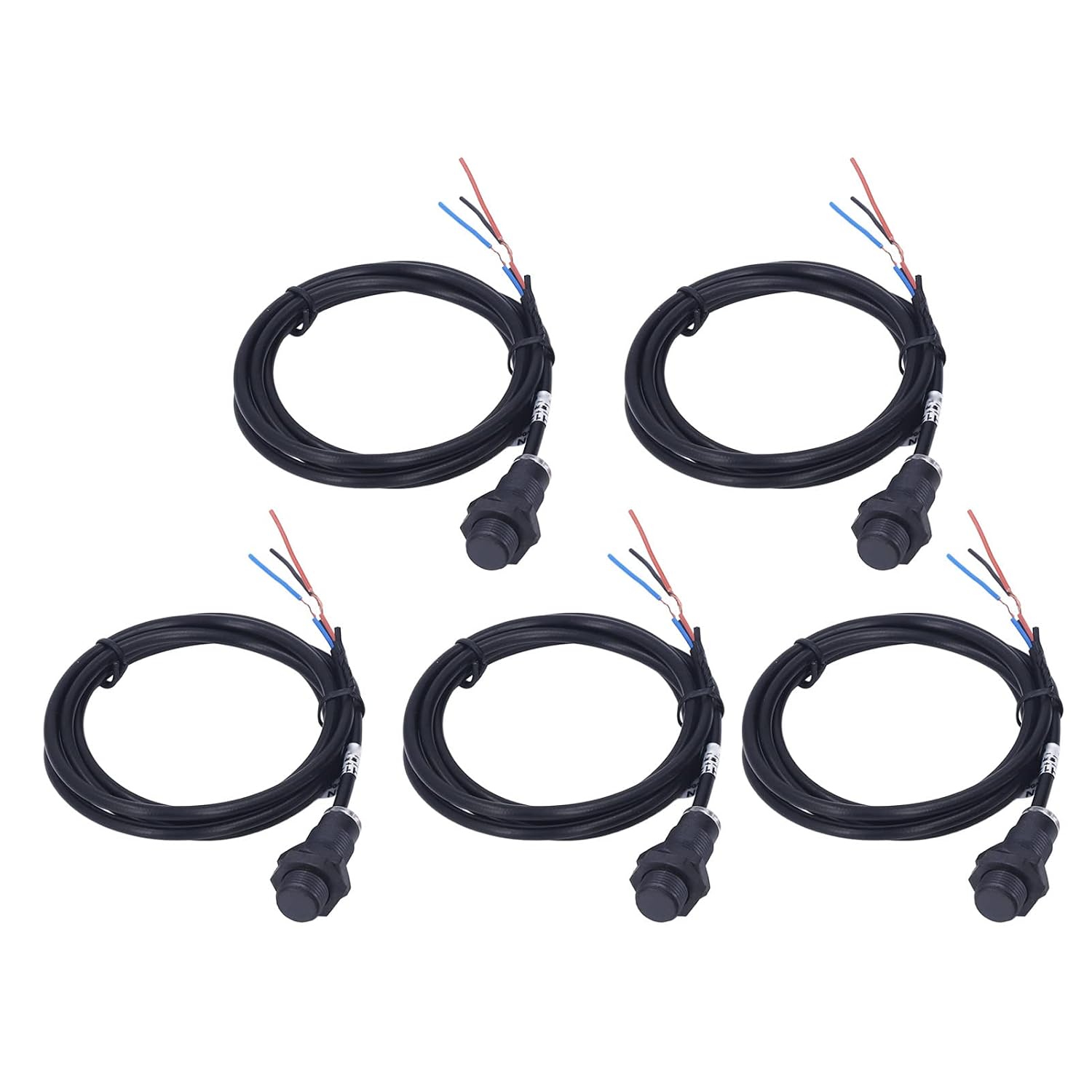 Hall Effect Sensor Switch 5PCS NPN Normally Open 10mm Sensing Distance DC 5V30V Proximity Sensor for Pneumatic Hydraulic Cylinder Piston Position Measurement