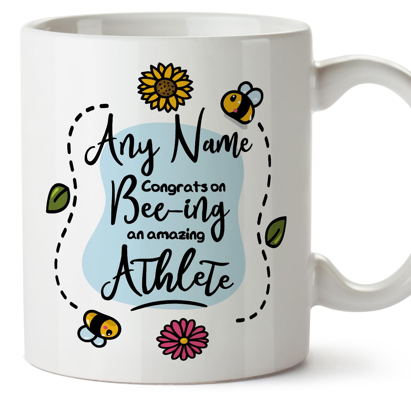 MUGFFINS Personalised Mug for Athlete - in English - Thanks for Beeing - Funny Custom Gift for Colleagues - Ceramic 11oz Mug