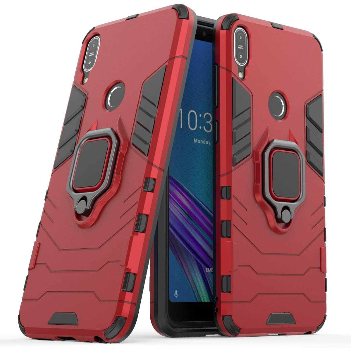 TingYR Cover Per ASUS Zenfone Max Pro M1 - Custodia Antiurto Con Anello Rotante 360° E Supporto Magnetico, Nero