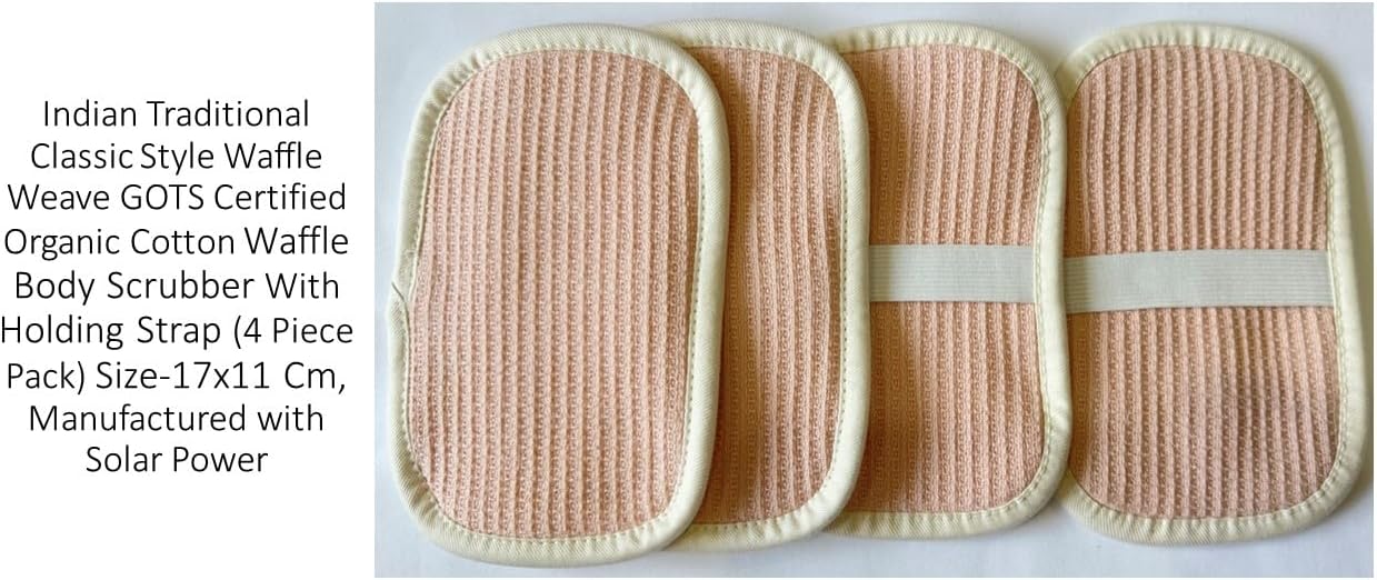 Organic Cotton Reusable Long Lasting Sponge Scrubber - Pack of 4 - Sustainable & Eco-Friendly - GOTS Certified - Go Green Organics Cleaning Sponges (17 x 11 Cms) Pearl Blush image 4