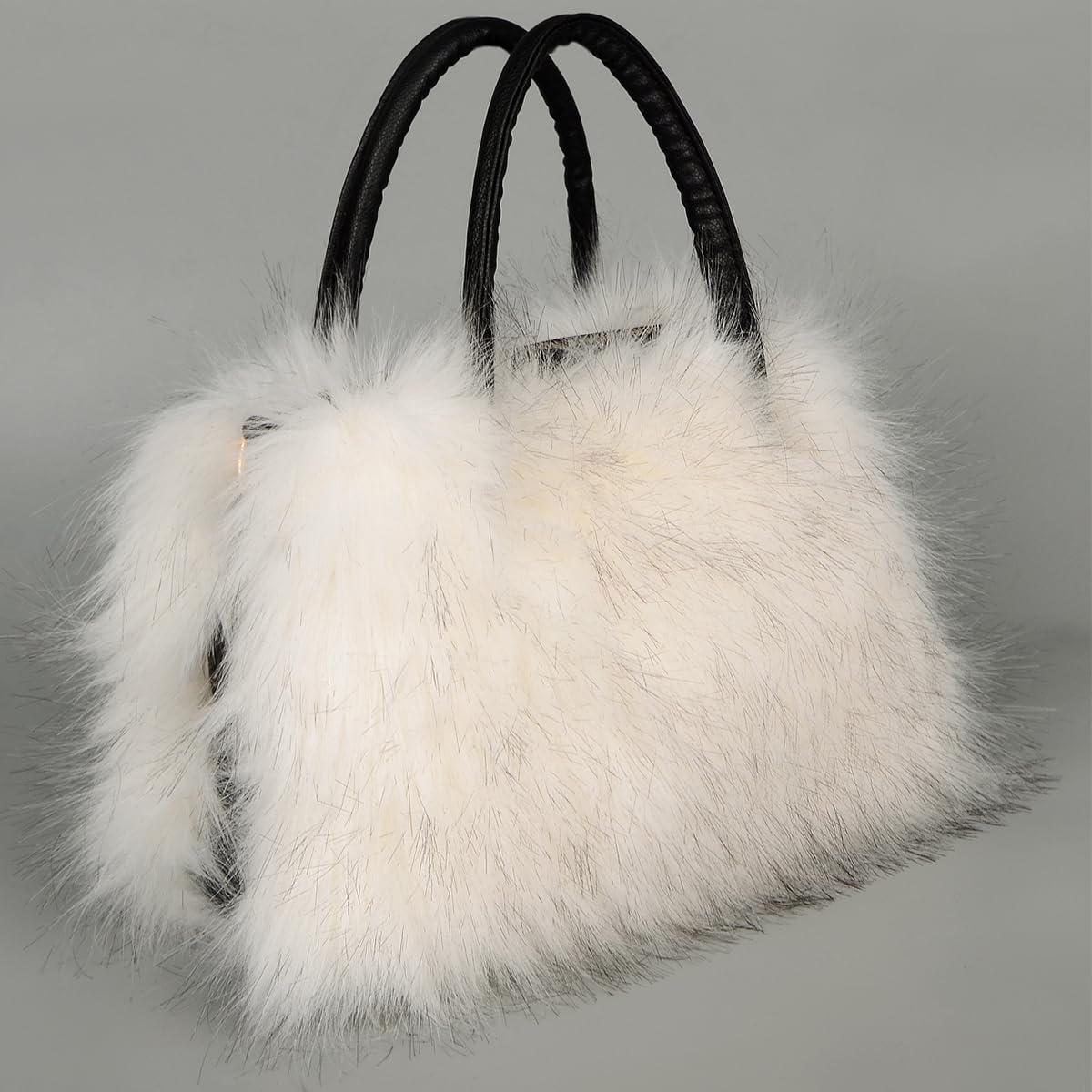 Bolso de mano peludo para mujer, de piel sintética, grande, bonito y suave