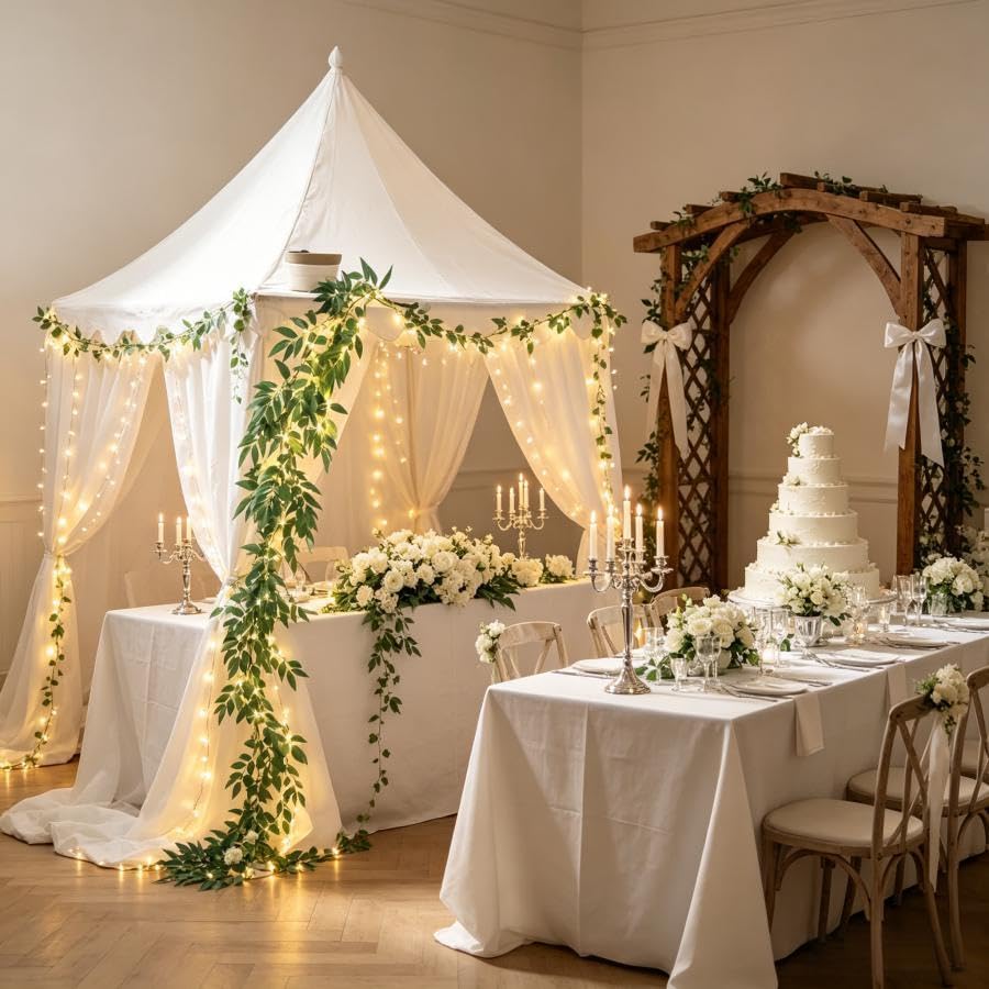 Image of Green Vines Garland with Lights 96 LED Battery Operated with Timer Faux Willow Leaves Twig with Lights Greenery Garlands Decortions for Mantel Fireplace Table Wall Patio Wedding Holiday Home Decor
