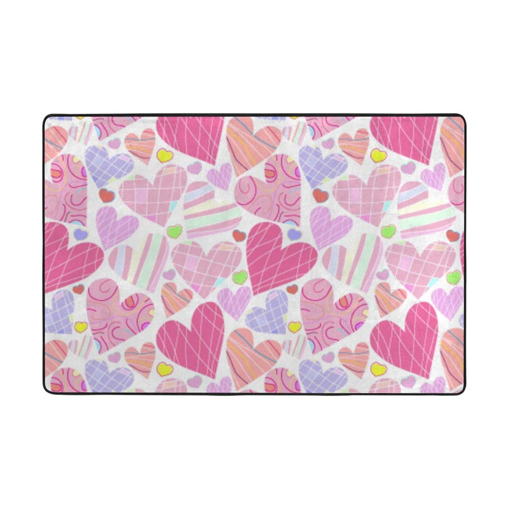 Tapis de salon romantique anti-froid en velours corail moelleux rose 160x122