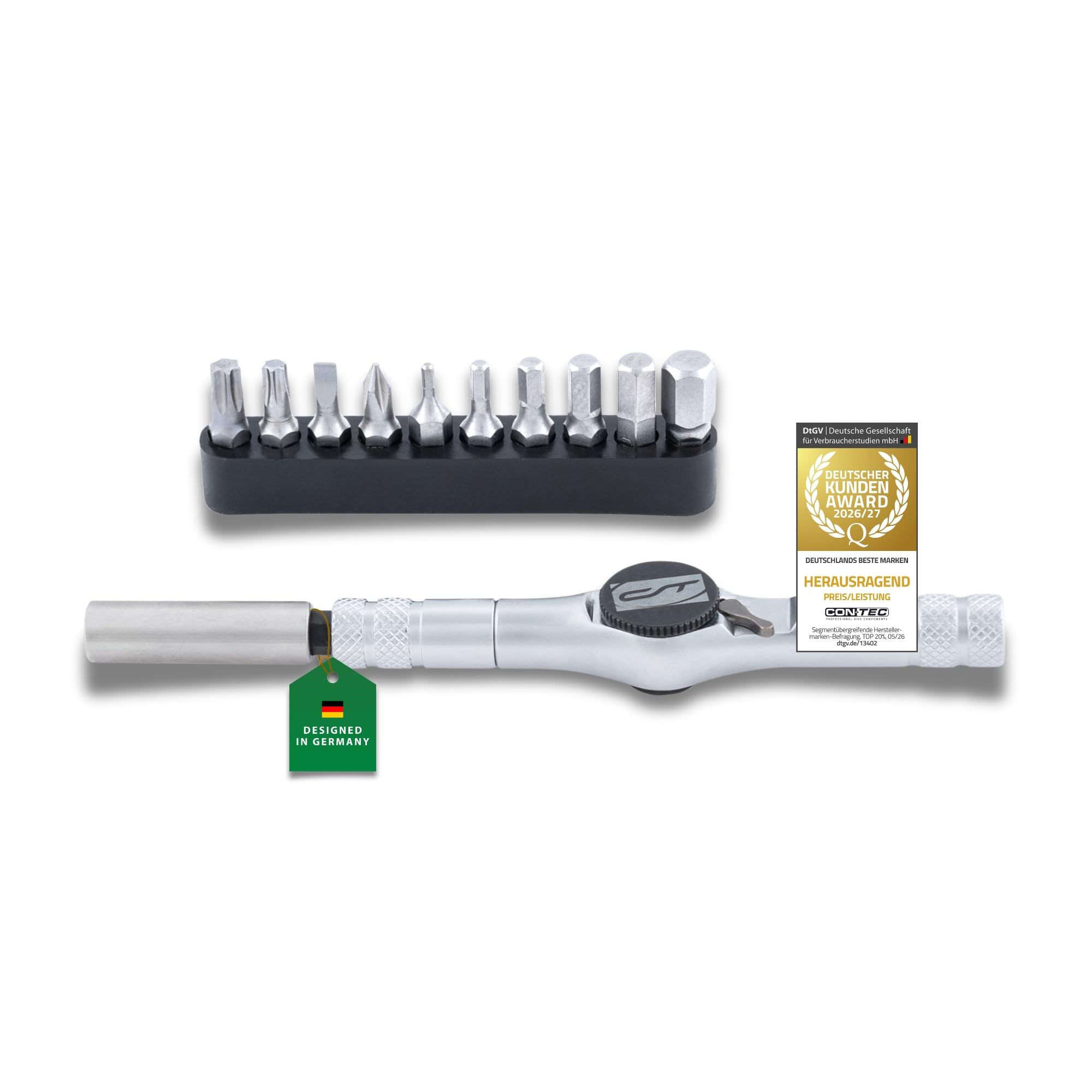CONTEC Fahrrad-Multitool Trident Ratchet, 10 in 1, Multifunktionswerkzeug, Reparatur Set, Mini-Tool, Multi-Purpose, Innensechskant, Schraubendreher