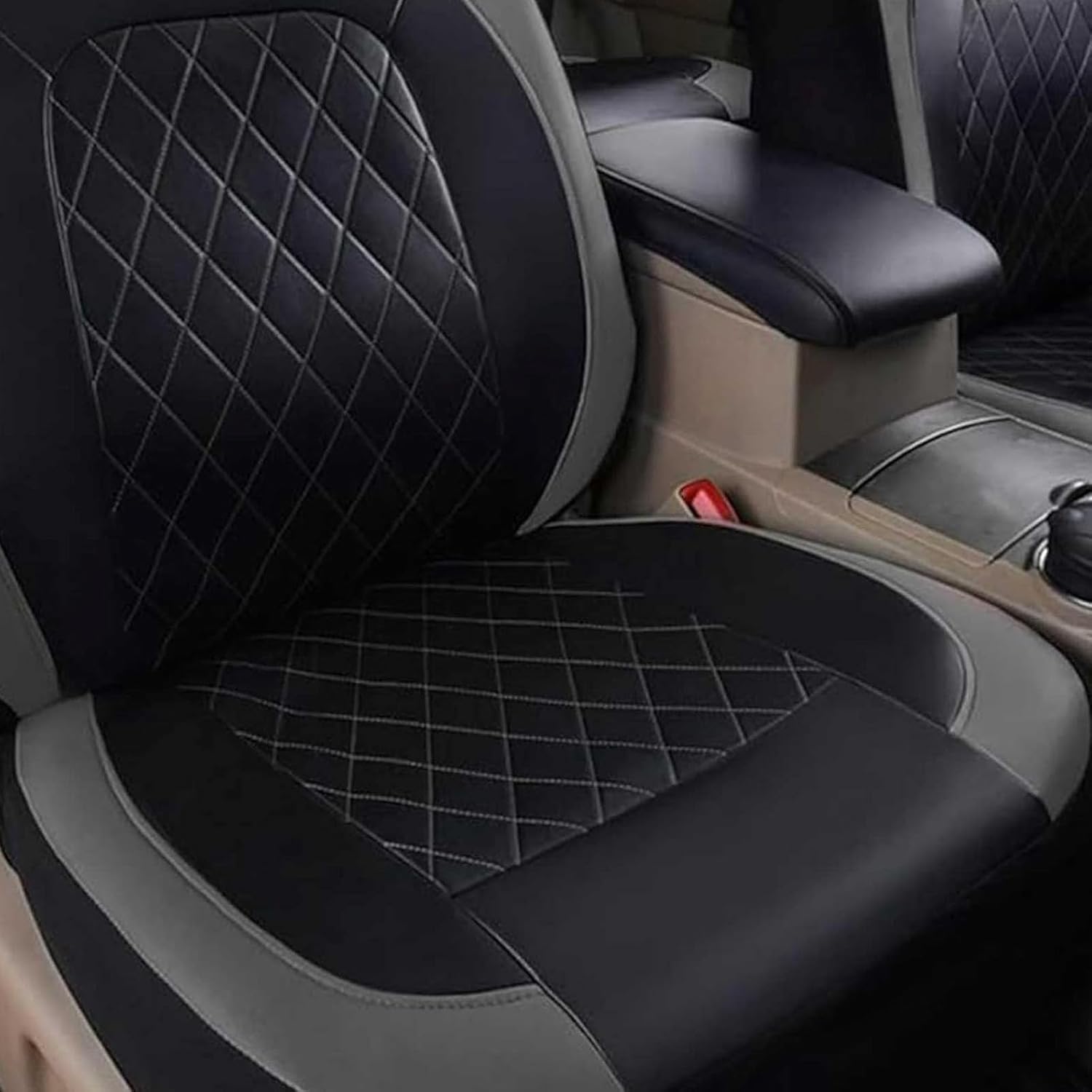 Housse Siège Auto pour Opel Tigra TwinTop/Speedster | Cuir Protection Siège Auto Imperméable Avant Paire, Luxe Surpiqûres Losange Compatible Airbag