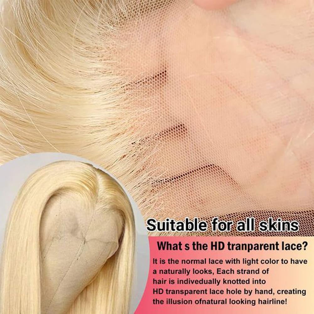 14inch 613 Blonde Bob Wig Human hair 613 Lace Front Wig Human Hair 180 Density 13x4 HD Straight Lace Front Wig Human Hair Pre Plucked With Baby Hair Glueless Colored 613 Lace Frontal Wigs for Women