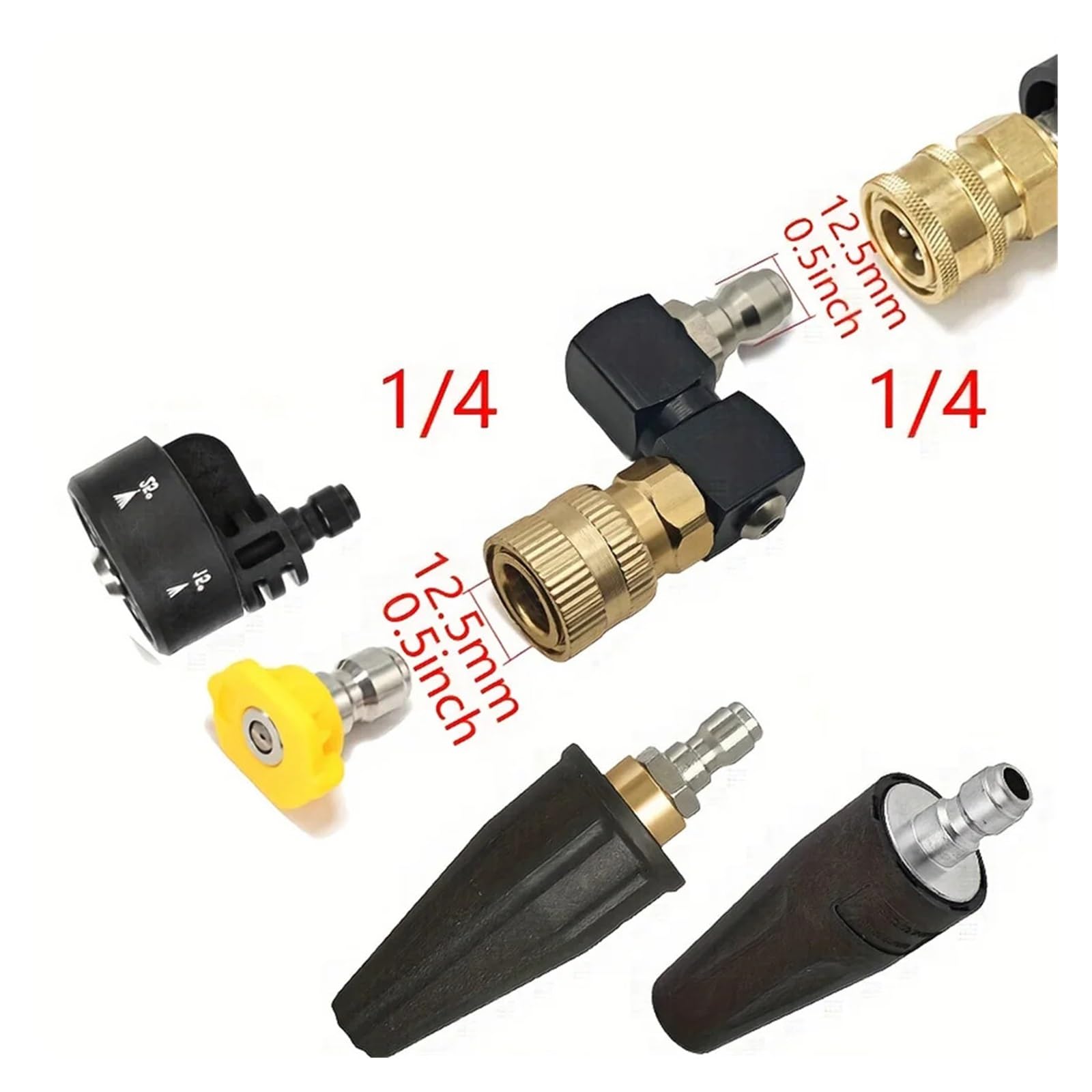 Ugello a getto for pistola idropulitrice rotante a 360°, adattatore a connessione rapida da 1/4".
