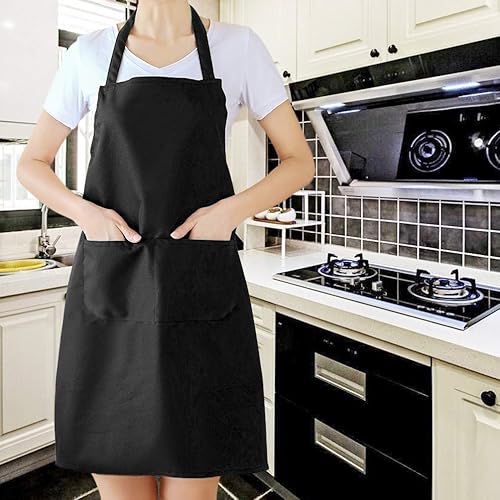 Miniatura 6 de Fengek Delantal con babero de 8 piezas para delantal de cocina unisex colorido a granel con 2 bolsillos espaciosos para cocina, barbacoa, pintura,