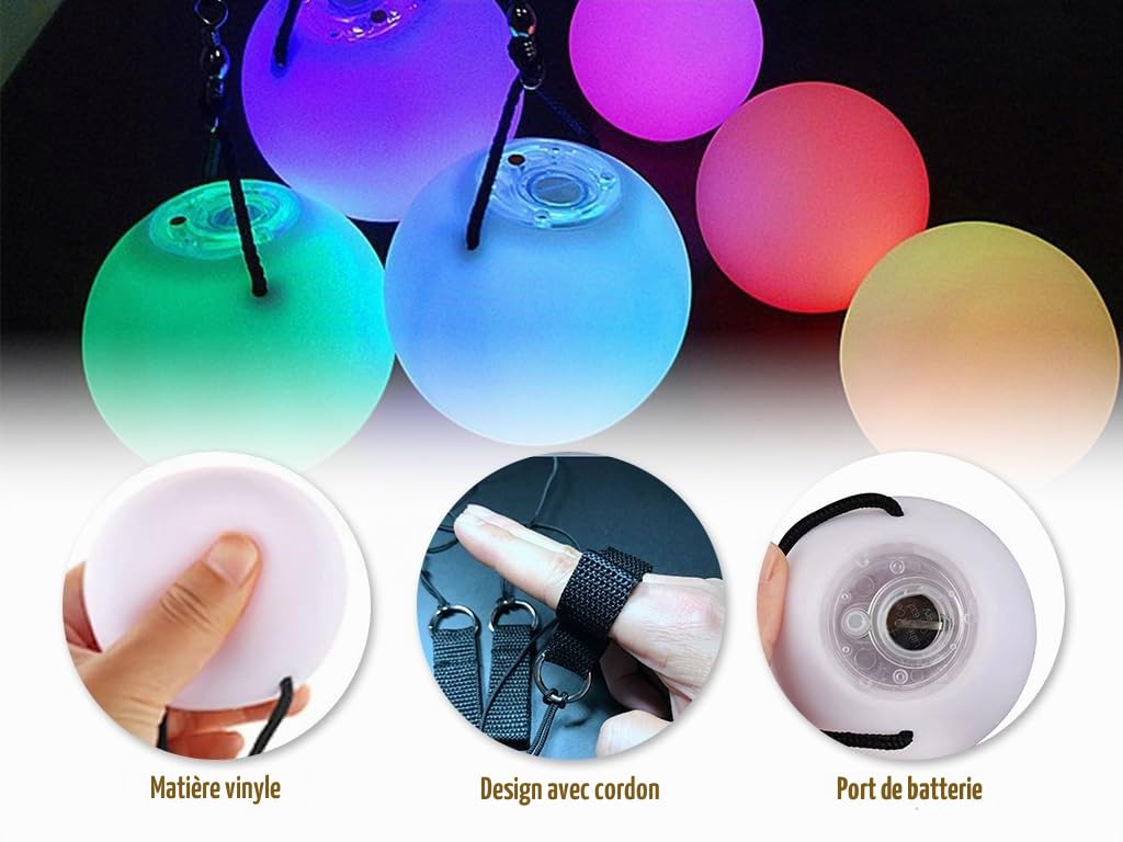 Lot de 4 pois LED - Pois en spirale - Avec couleurs arc-en-ciel et effet stroboscopique - Pour enfants, événements électoraux, écoles, concerts
