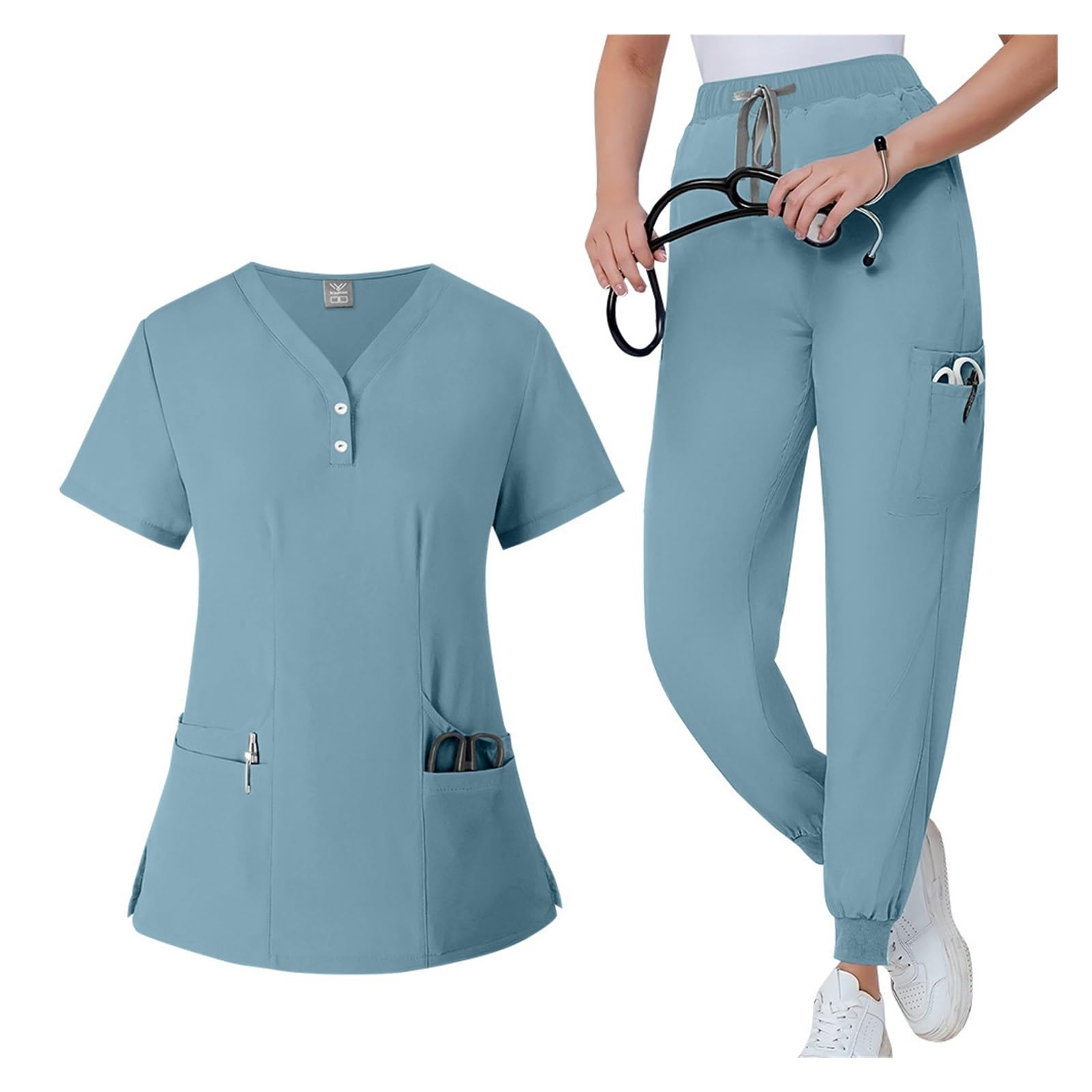 Krankenschwesteruniform Dehnbare, schnelltrocknende OP-Kittel for Ärzte, Bürsten, Uniformen, Krankenschwesteruniformen, Arbeitskleidung, Damenanzüge(Color8,L)