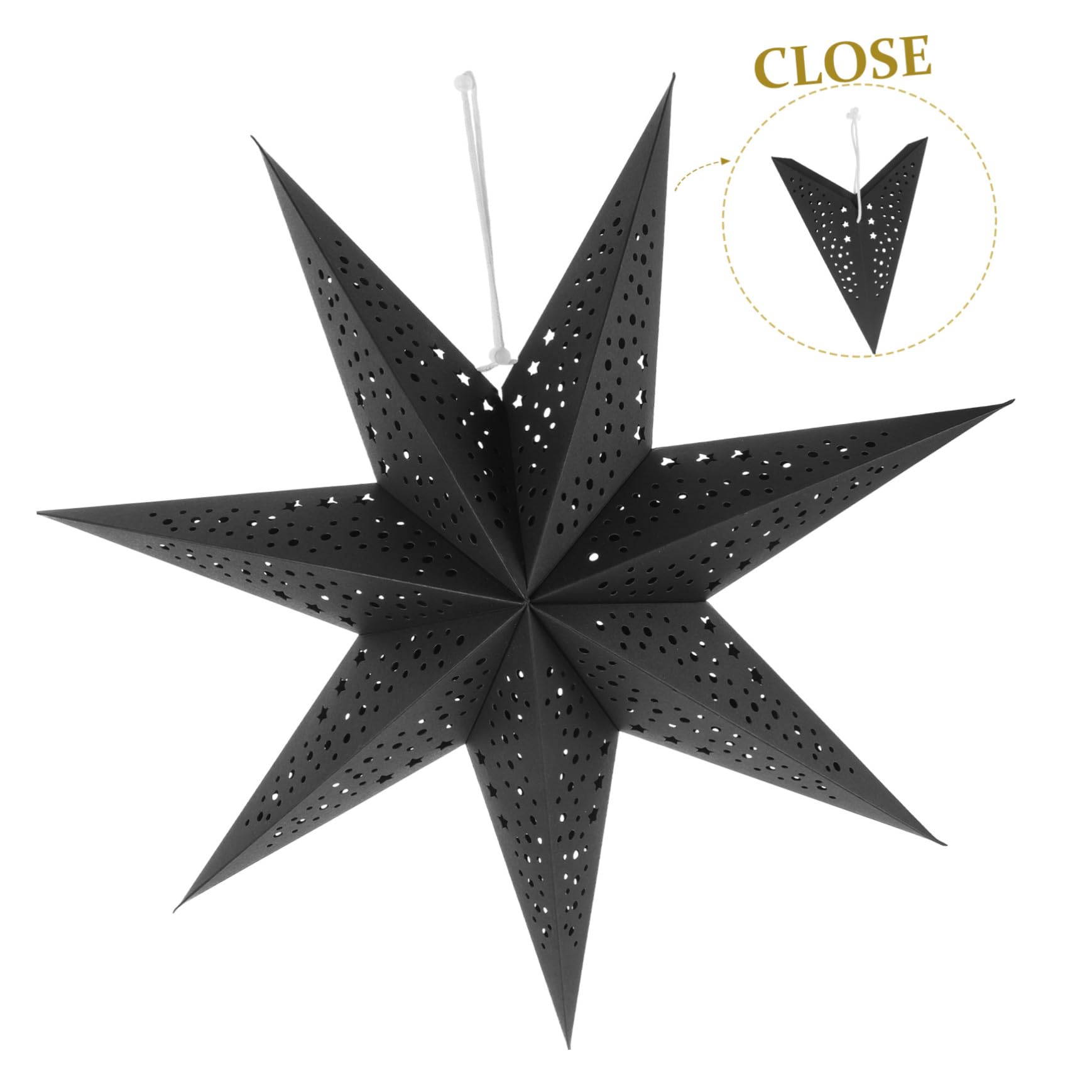 3 Pièces Abat-jour Étoile Papier pour Décoration Lumineuse Noël Lampe Suspendue Creuse Sept Branches Décoration Festive Intérieure pour Fête
