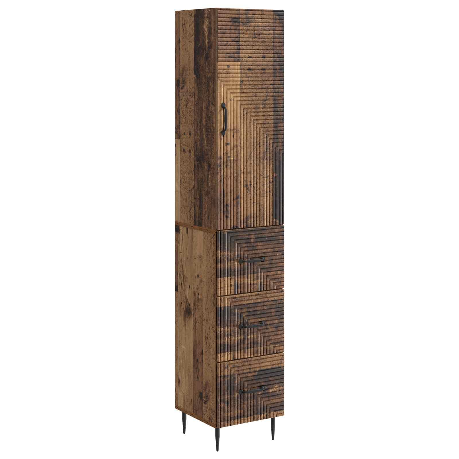 Mueble de madera envejecida de alta calidad con armario auxiliar moderno y modulo colgado salon