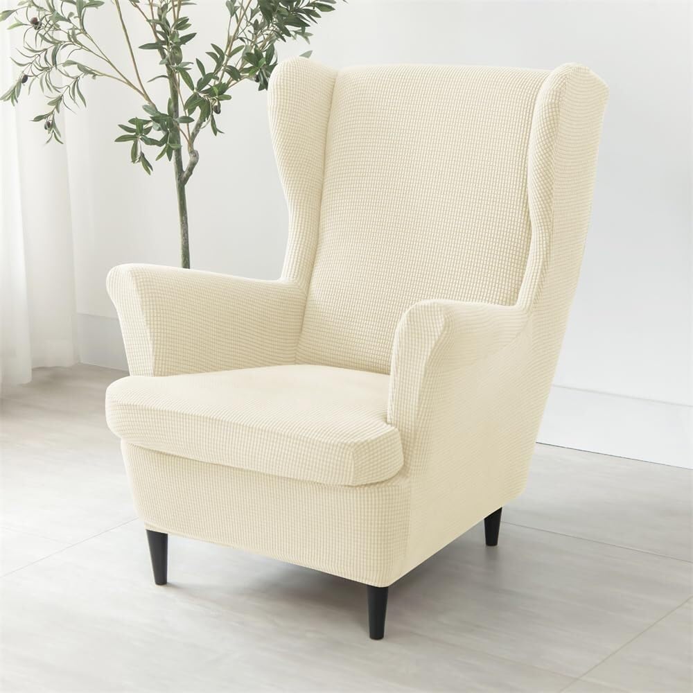 Jacquard Stretch Wingback Chair Covers 2 Piece Wing Chair Armchairs Covers