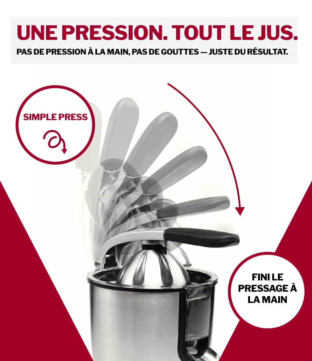 Presse Agrumes Électrique avec Levier et 2 Cônes pour Tous les Agrumes