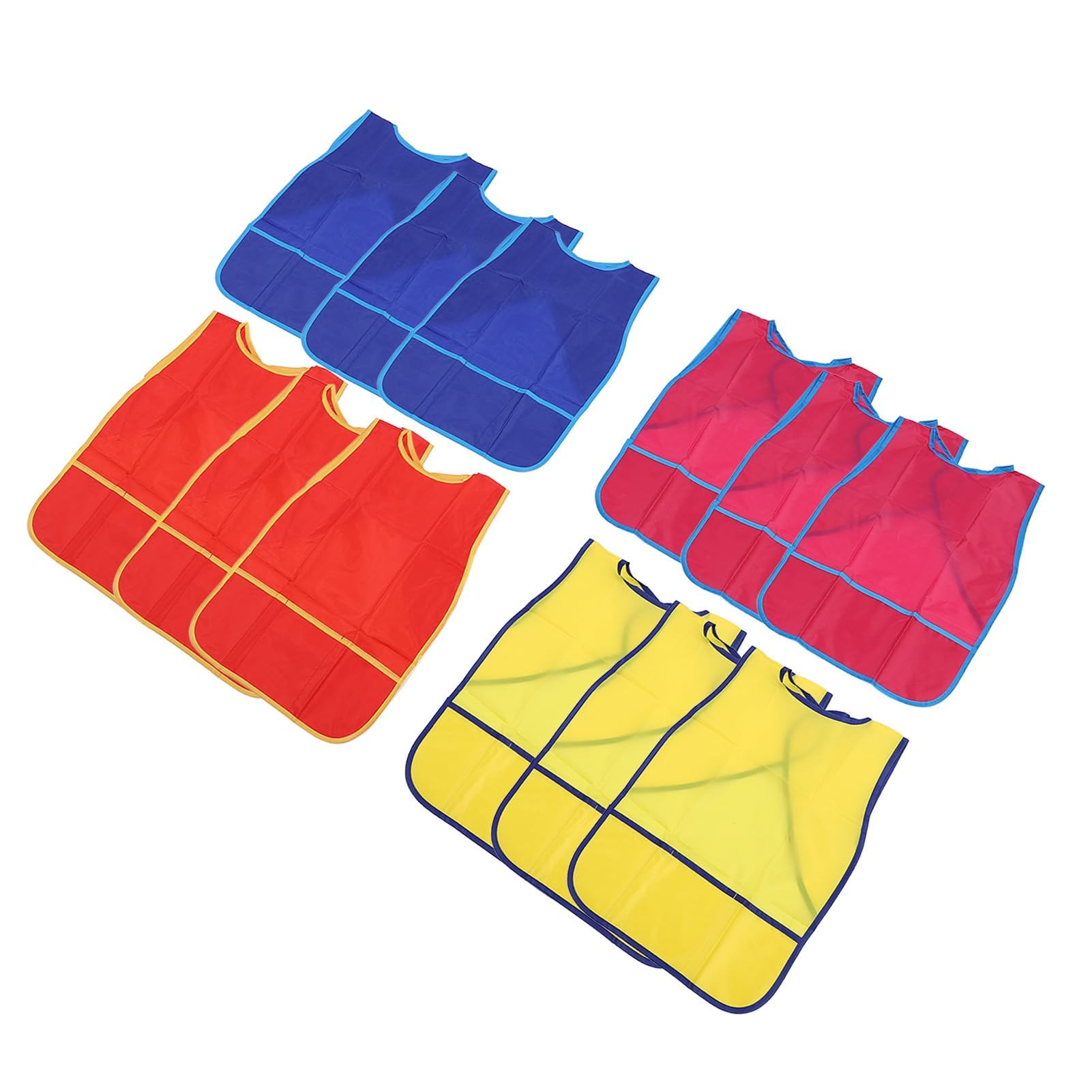 SIXRUN 12 Pezzi Grembiuli da Pittura per Bambini Nylon con 3 Tasche