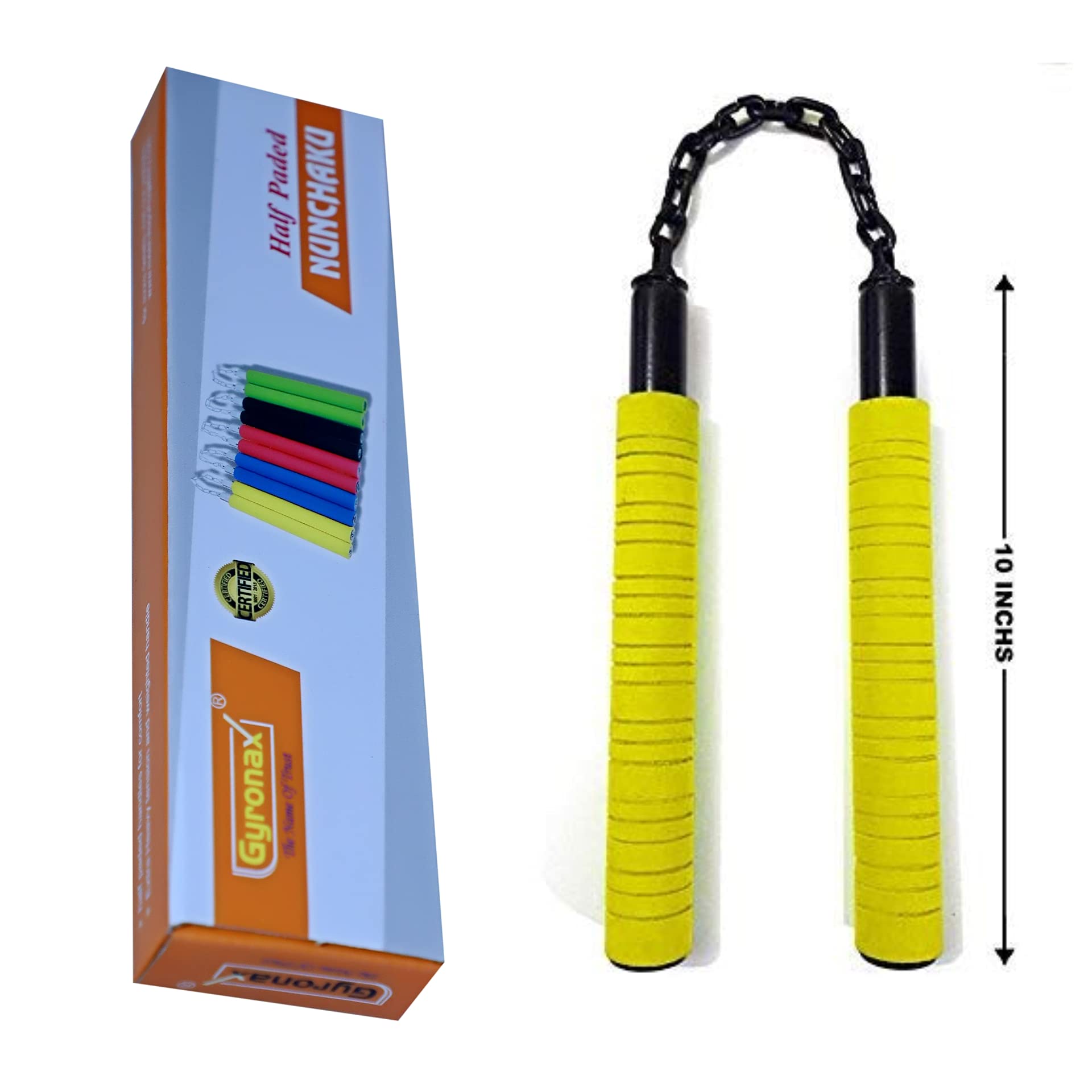 Gyronax Yellow Rubber Half Foam Nunchaku, Handle 10” with 9” Black Metal Chain,Pack of 1 (B083WKYCFH) Amazon Price History, Amazon Price Tracker