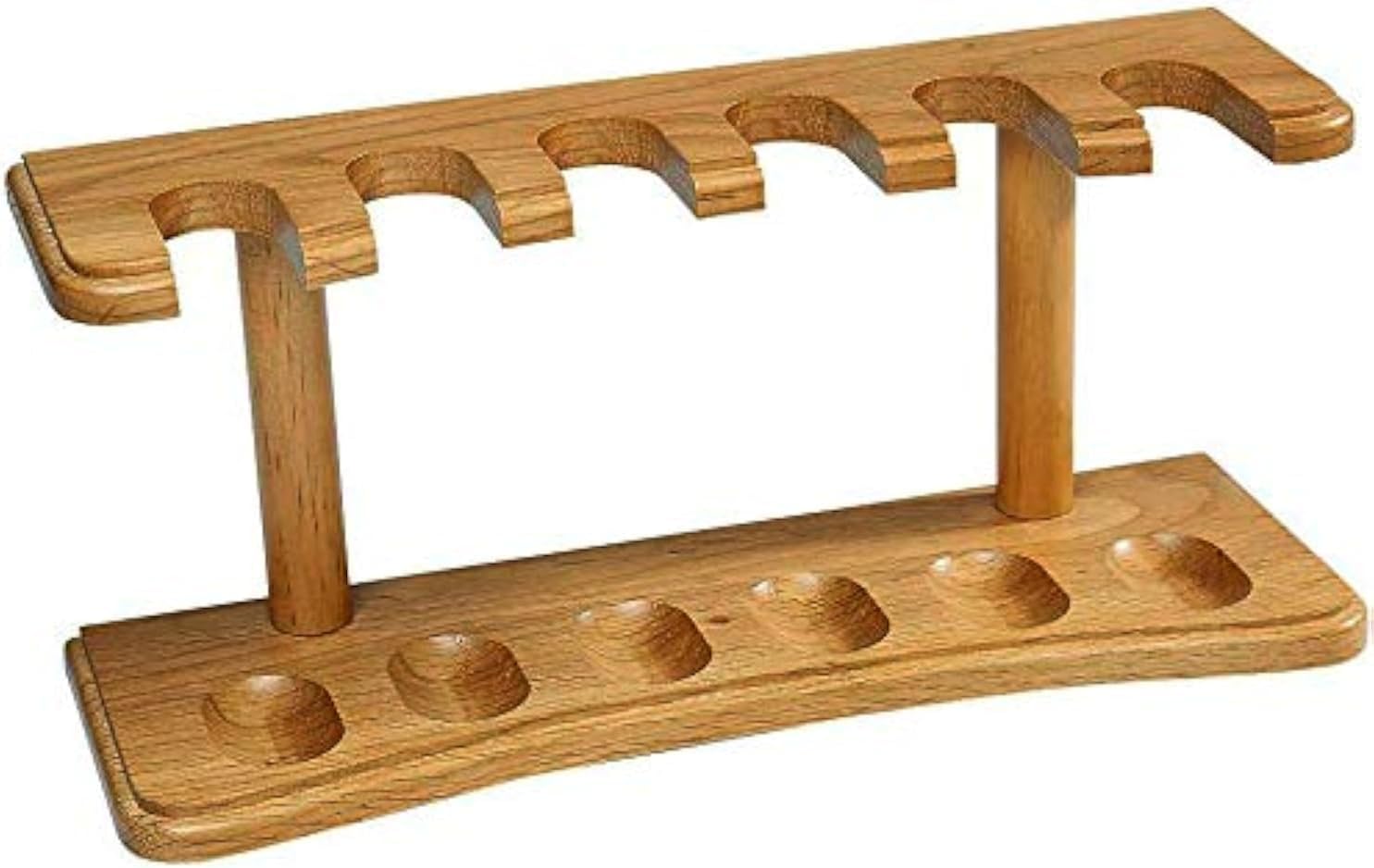 EA Carey Wood Pipe Stand for 6 Bent or Straight Pipes in Wooden Walnut or Oak Finish (Oak)