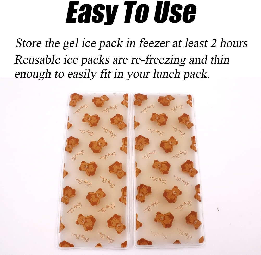Ice Packs for Coolers, Ice Pack for Lunch Boxes Cold Packs Lunch Bag- Keeps Food Cold – Cool Print Bag Designs - Great for Kids or Adults Lunchbox and Cooler (Type2)