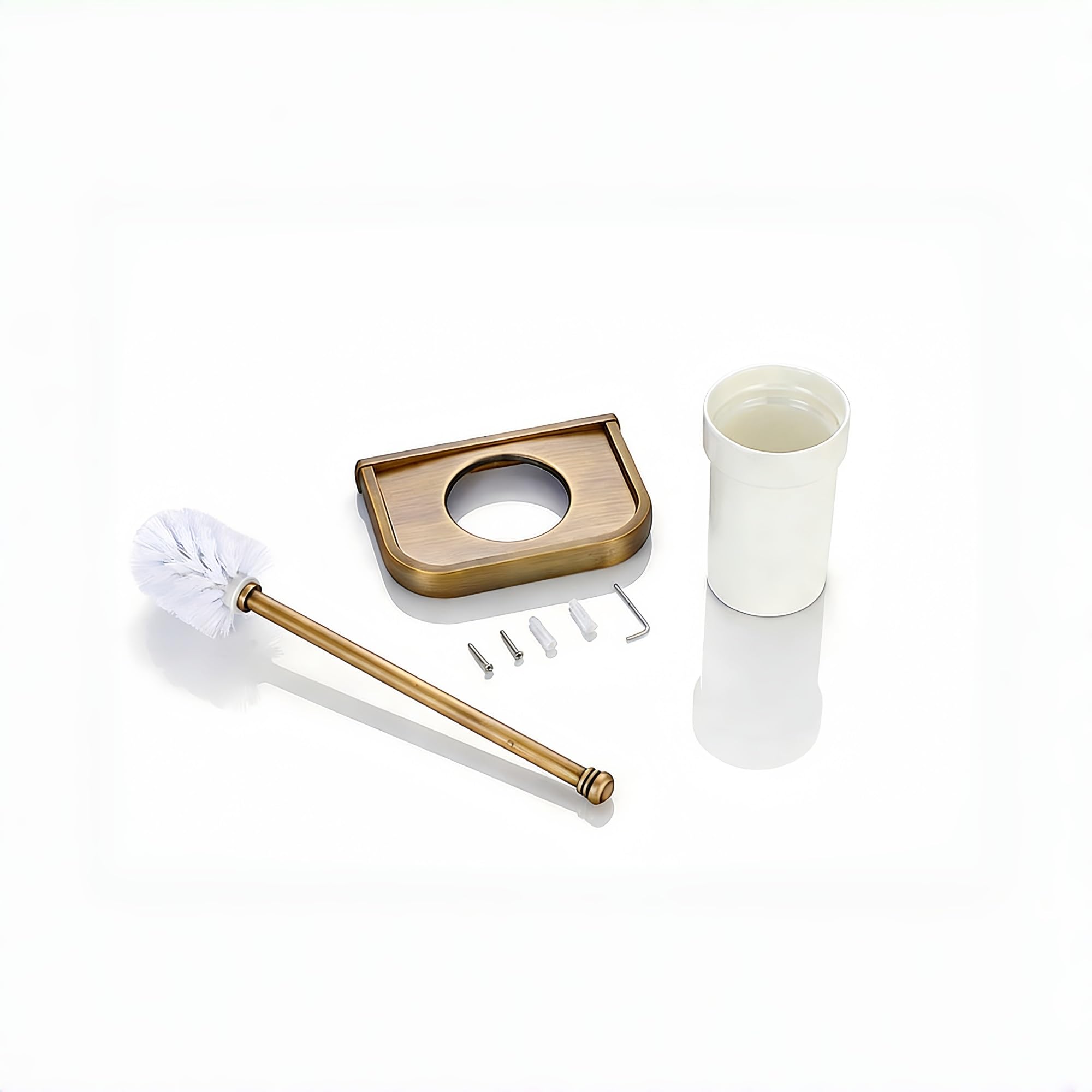 Escobillas de Baño,Escobilla WC, Cepillo de Baño y Soportes, Base Cerámica, Latón, Retro