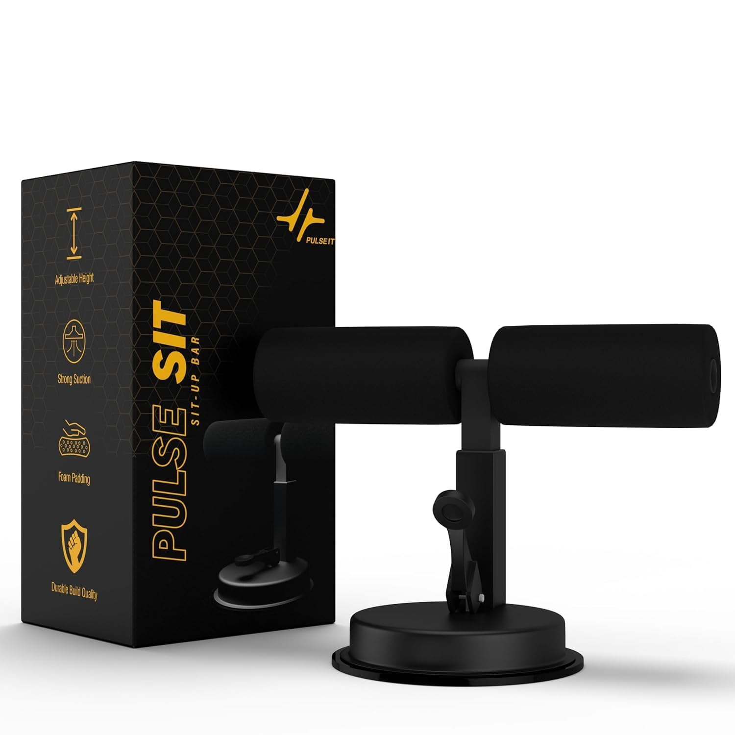 PulseSit Sit-Up Bar with Foam Handle and Rubber Suction Base | Sturdy Foam Handle | Adjustable Height | Equipment for Sit-ups and Push-ups Assistant Device-image-43